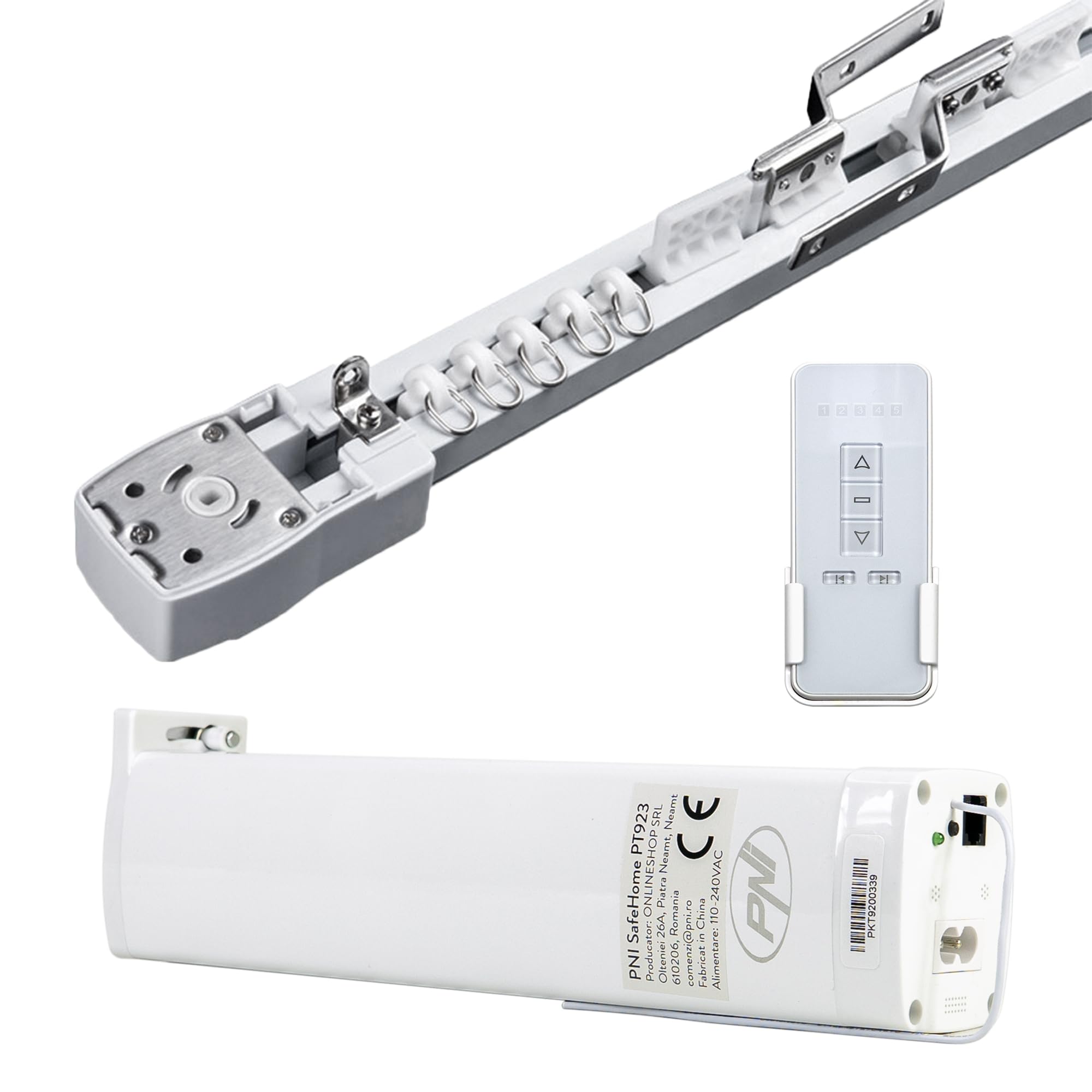 Motore per tende intelligenti, tende PNI SafeHome PT923, WiFi, con telecomando incluso, controllato con l'app Tuya Smart