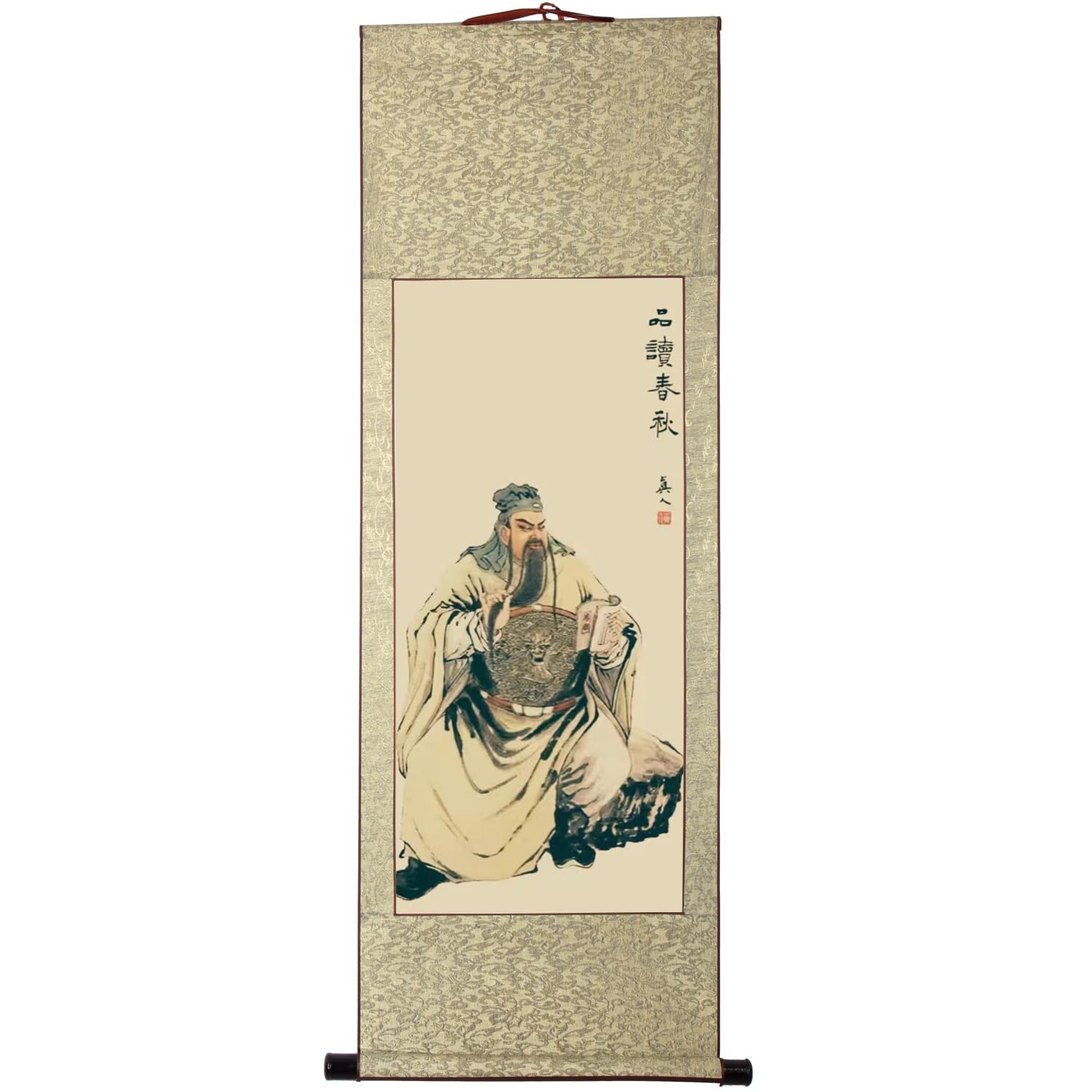 Amazon.co.jp: 画家手描き 掛け軸 おしゃれ 三國演義 人物水墨画 関羽 