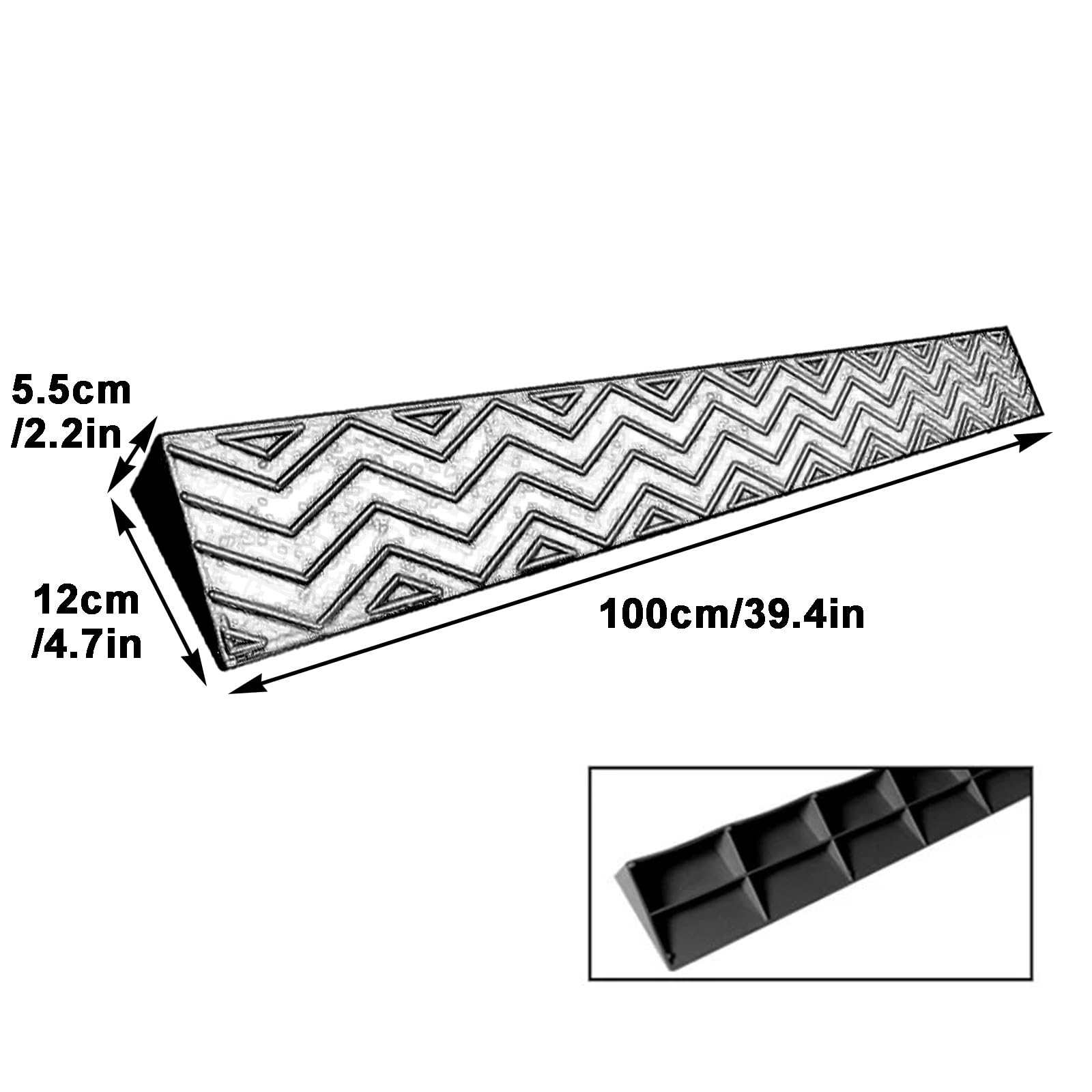 Türschwellenrampe aus Kunststoff, Saugroboter Rampe 1–6,5 cm Hohe Schwelle, Tragbar für Rollstühle, Schubkarren, Fahrräder und Kehrroboter(Gray,100x12x5.5cm)