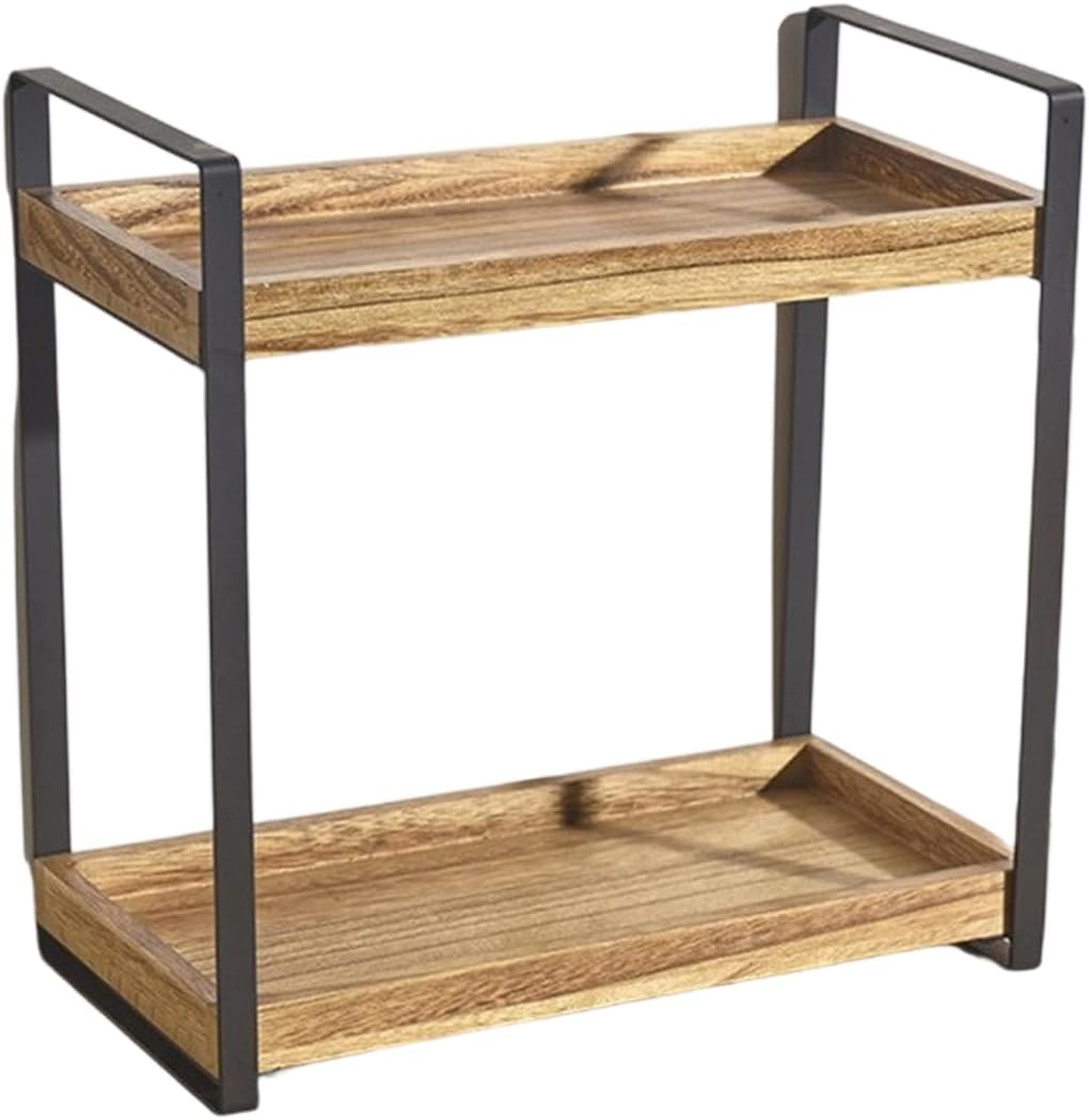 Multipurpose Sturdy Wood and Metal Stand Shelf Portable Accessory for Kitchen or Bathroom Use Items Organization Bathroom Organizers