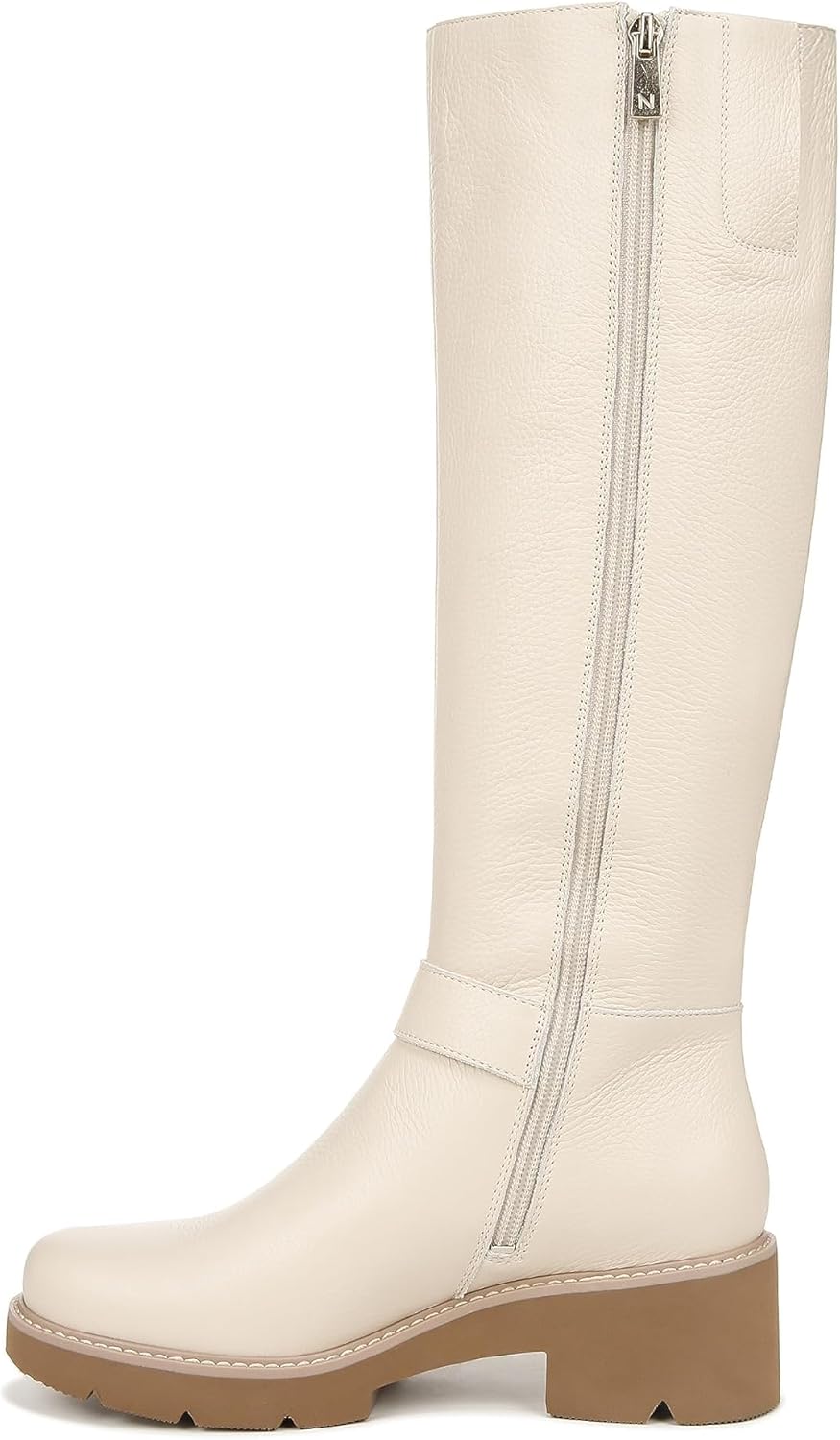 Naturalizer Womens Darry Tall Water Repellent Knee High Boot Porcelain Beige Leather 9 M