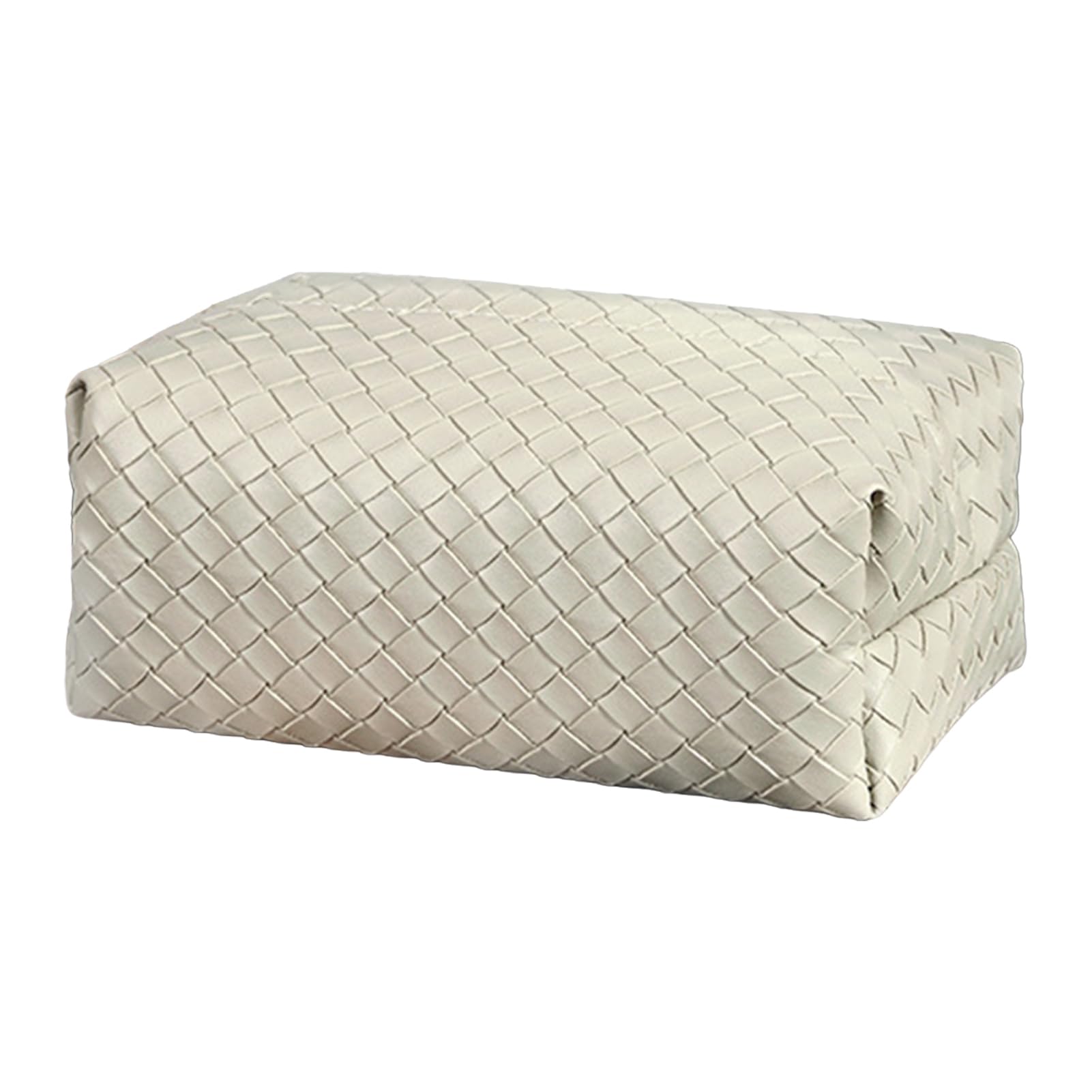 Quoravel PU Leather Tissue Box Cover, Soft Rounded Square Tissue Holder, Napkin Dispenser for Car Home Office, Modern Tabletop Organiser E