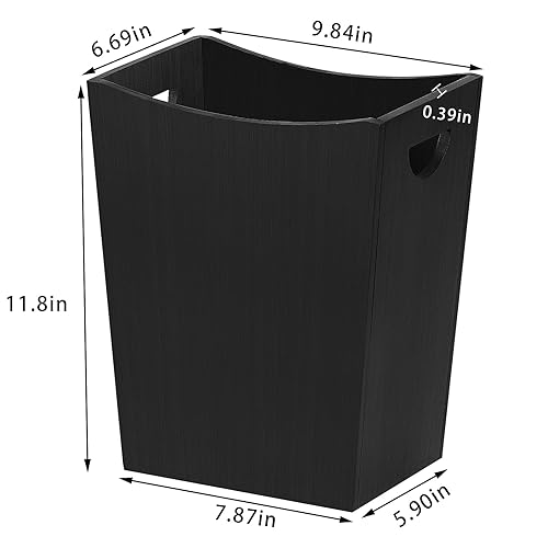 Miniatura 6 de SEHERTIWY Basurero de bambú, contenedor de basura de granja para baño, oficina, dormitorio, sala de estar, contenedor de basura rústico cuadrado