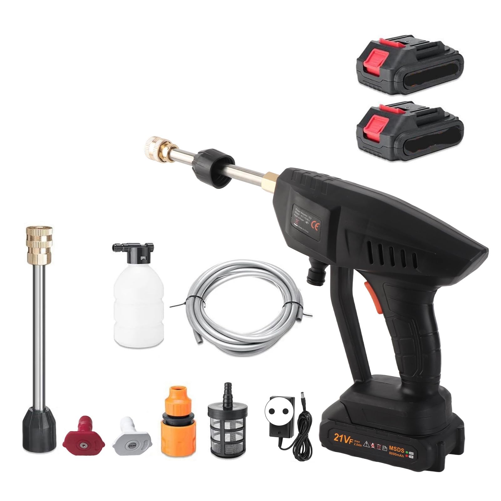 HUIOP Idropulitrice Portatile,Idropulitrice Cordless, Idropulitrice Portatile 120PSI Portatile con Batteria e Caricatore 24V 7500mAhIdropulitrice Elettrica Batteria Ricaricabile per Lavare Auto,