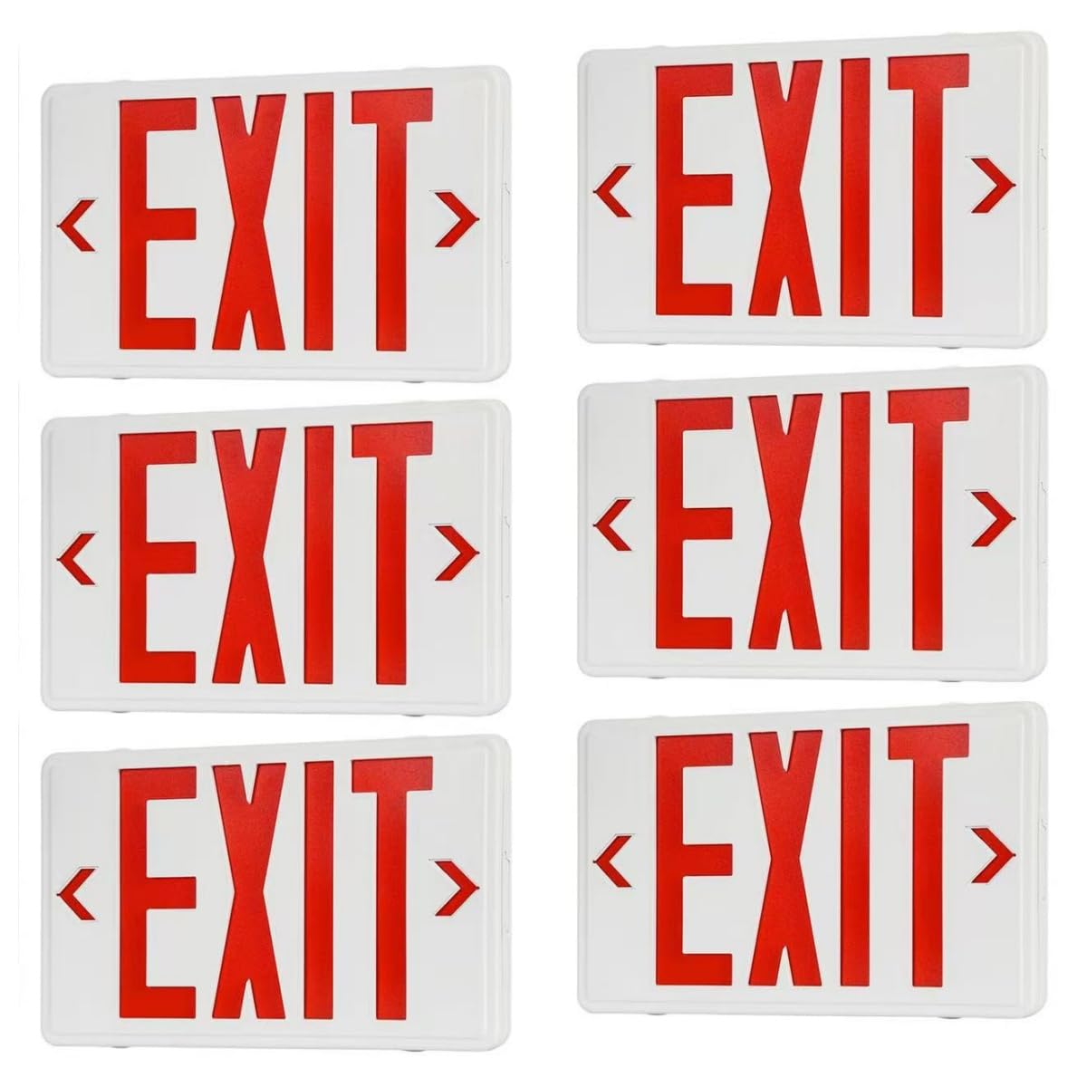 Universal Red Light LED Exit Sign OSHA Commercial, 6 Pack