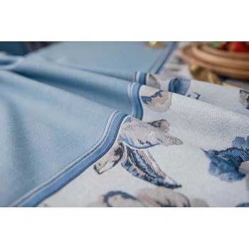 【ZARA HOME】大判テーブルクロス　青のフローラル柄　リネン＆コットン製 Amazon｜テーブルクロス 撥水加工 テーブルマット ブルー 花柄