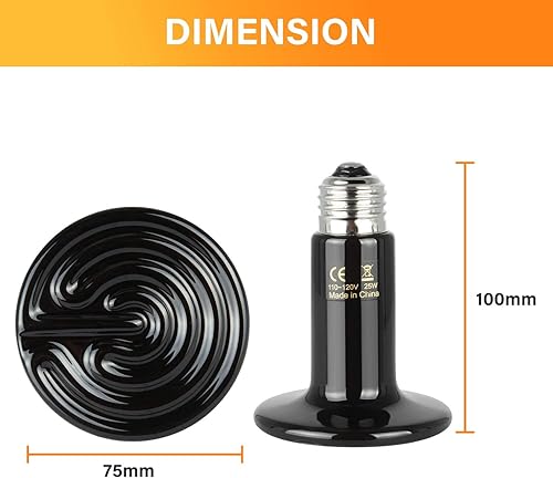 Miniatura 5 de Simple Deluxe Lámpara de calor de cerámica de 25 W, emisor de bombilla de calor para reptiles, calentador de gallinero sin emisión de luz para