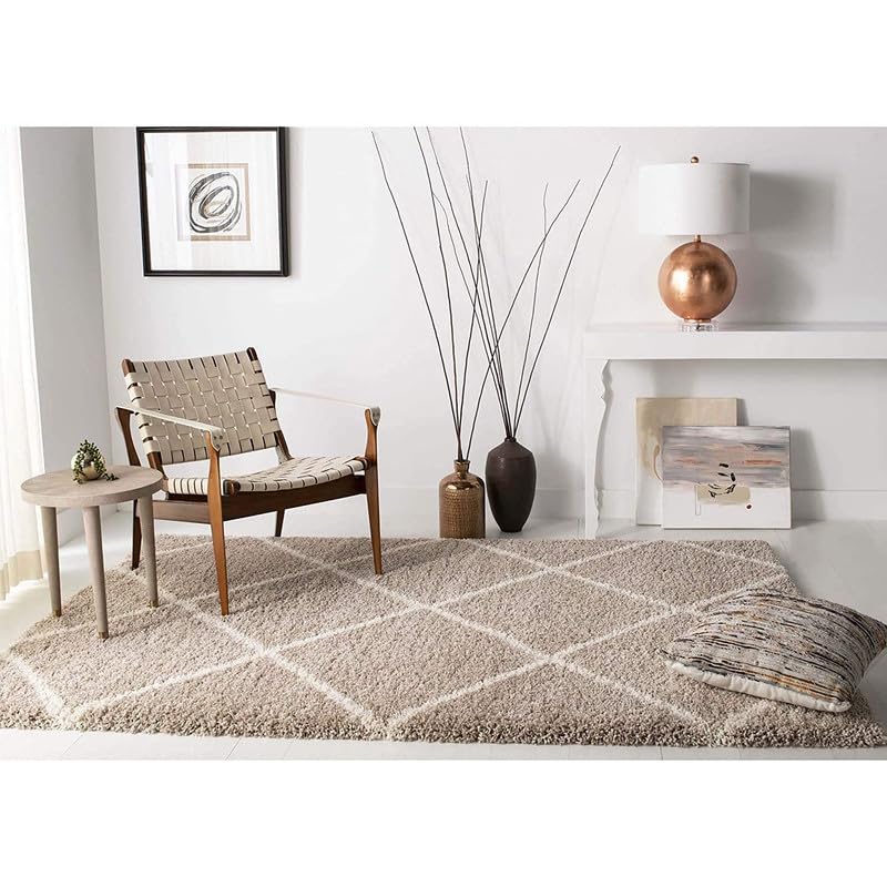 Image of SAGON Anti-Skid Shaggy Carpet Rug for Home | Ultra-Soft Plush Floor Mat for Living Room & Bedroom | Non-Slip, High-Density, Cozy Luxury Decor| 6 x 9 Feet Beige Ivory Box