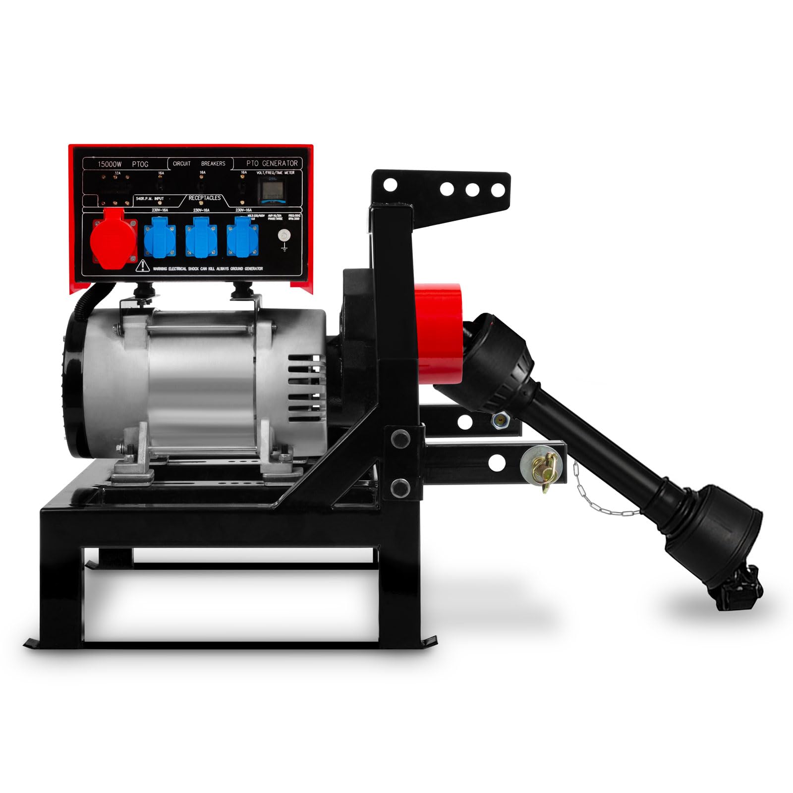 EBERTH Zapfwellengenerator 18,75 kVA, Notstromaggregat AVR, 3x230V / 1x400V IP44, Zapfwelle 1-3/8" 6 Zähne, 3-Punkt Aufhängung, Generator für Landwirtschaft, 25 PS empfohlene Zapfwellenleistung