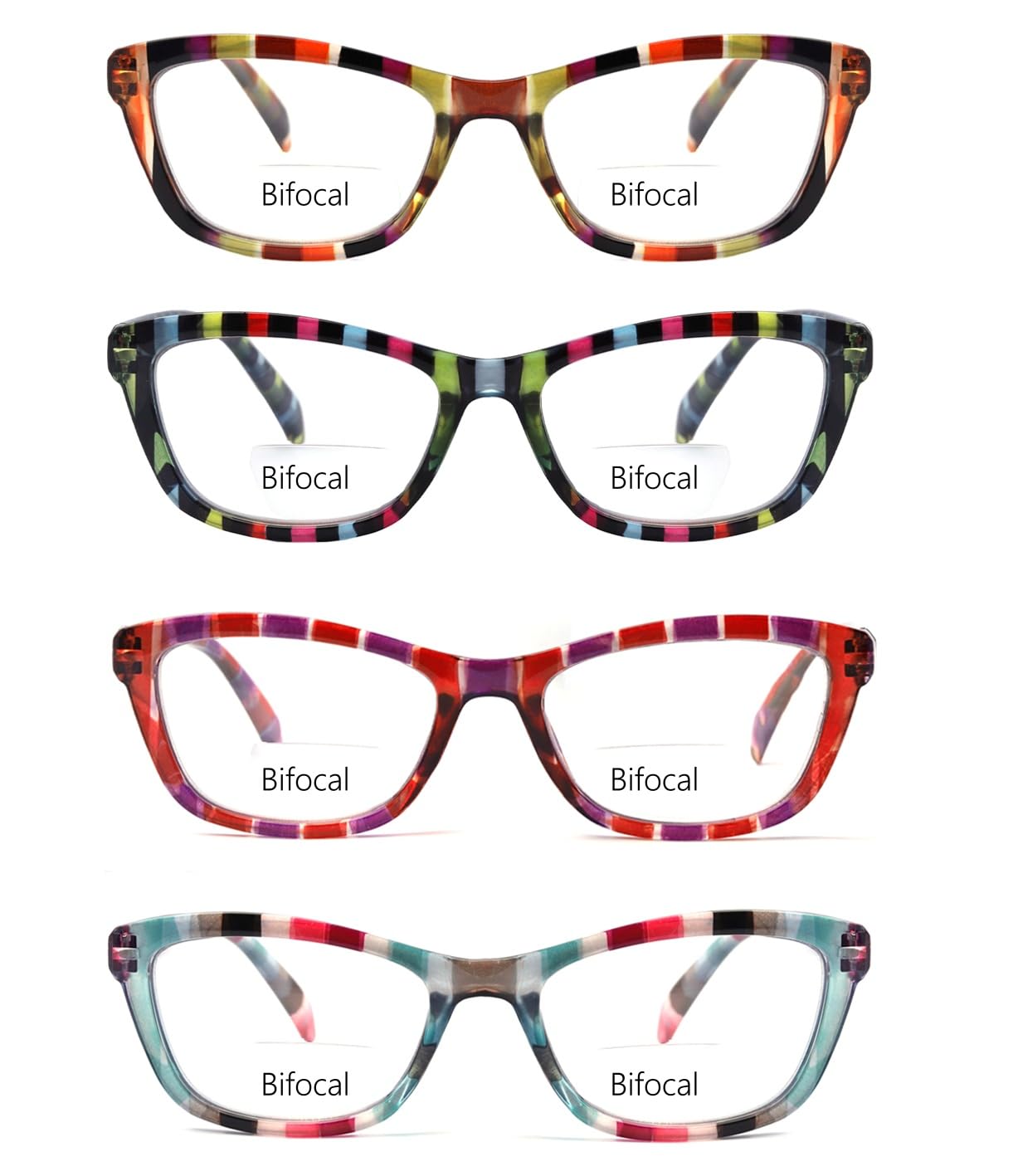 Success Eyewear Yogo Vision Gafas de lectura bifocales para hombre y mujer, rectangulares, multifocales, diseño retro, paquete de 4-2,75