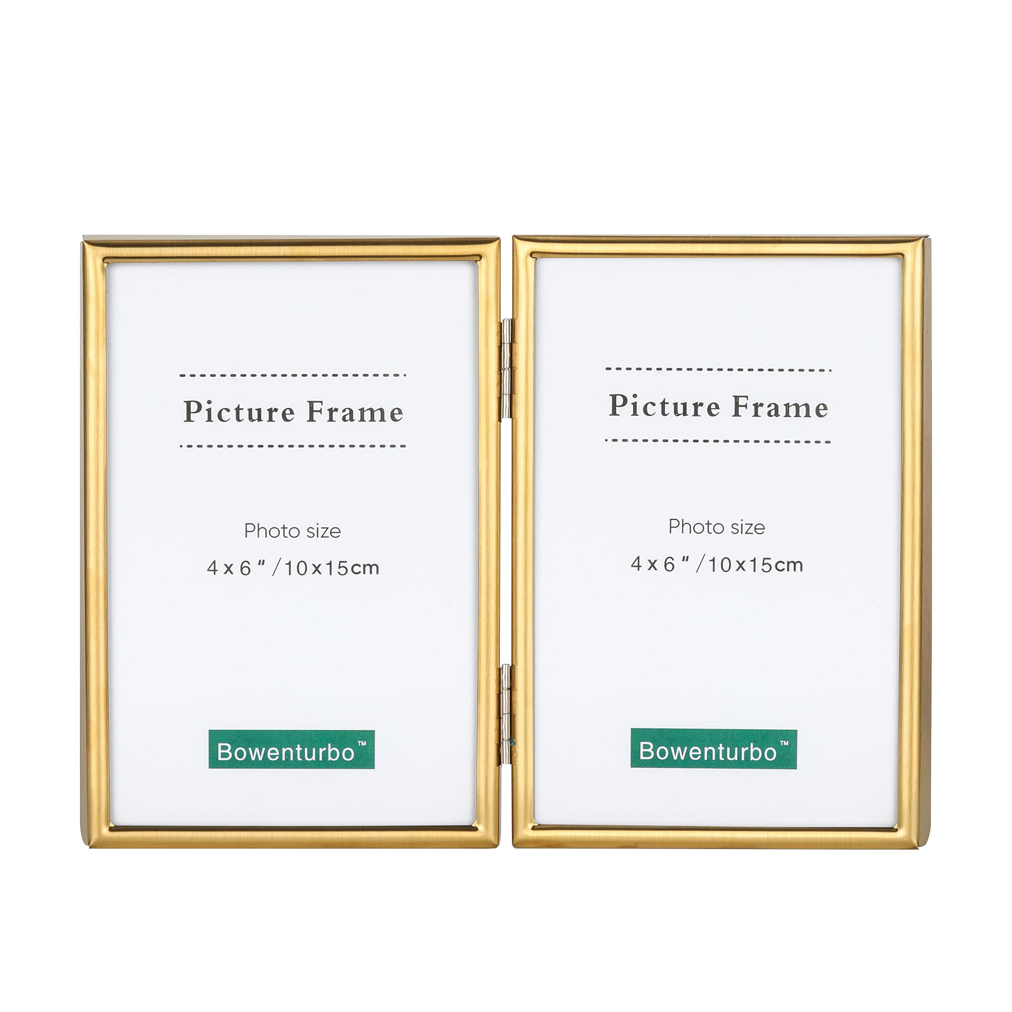 Double Sides Picture Frames,Folding Photo Frame,Home Office Décor Or Gift Item (Brushed Gold, Vertical Double 4x6")