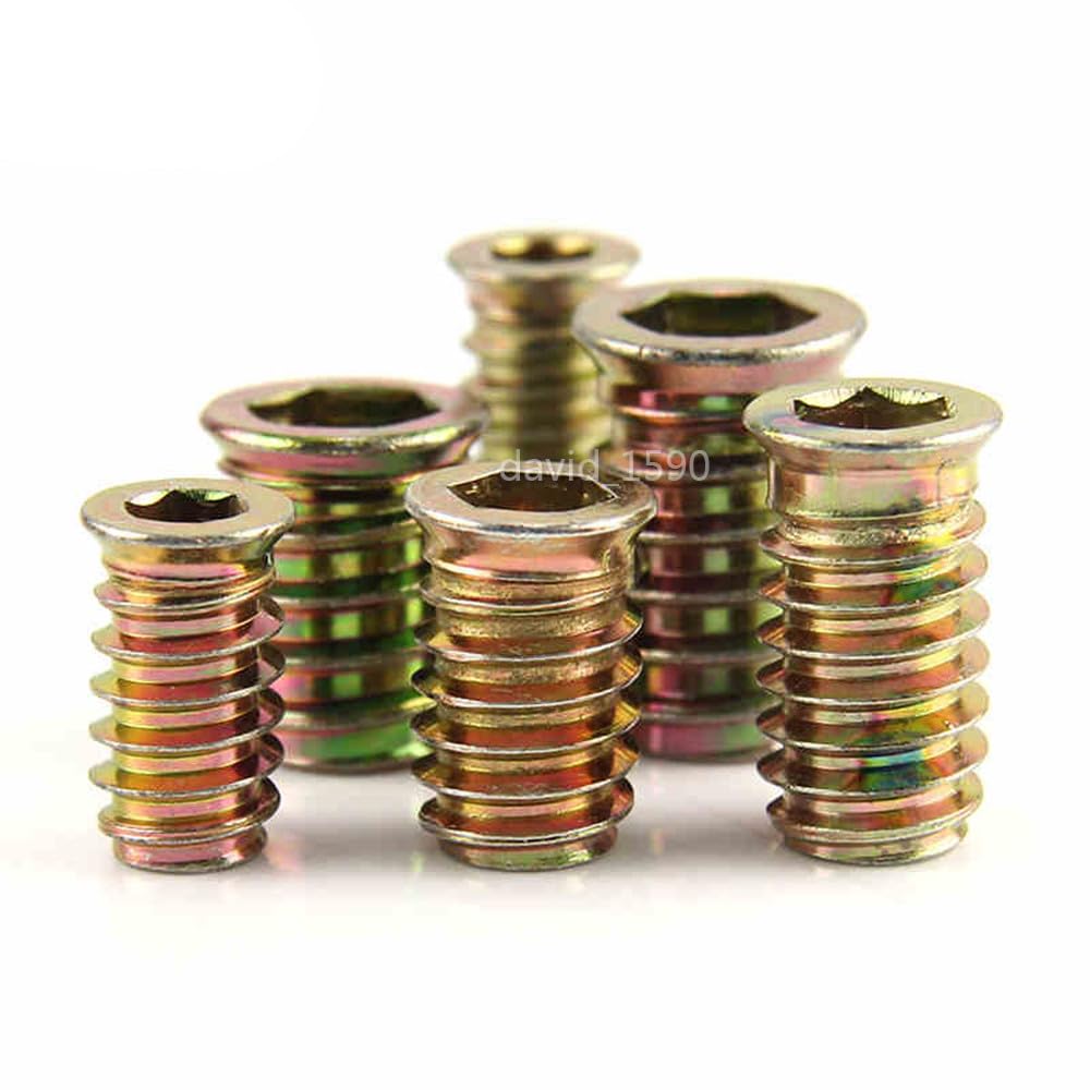 M6/M8/M10 Iron Furniture Hex Drive Flat Head Nut Screws Threaded for Wood Insert (M10-1.5 x 30mm, 20pcs)
