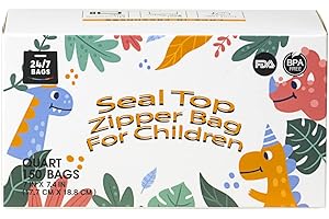 Quart Snack Ziplock Bags with Kid-Friendly Fun Designs