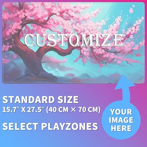 Custom Playmat, Customized Printed All Images Game Play Mats for MTG/TCG Card Commander Deck Tabletop Gaming Mat Thick Stitched&Non-Slip Rubber Base Mousepad Anime Desk Mat Personalized Gift, 14"x24"