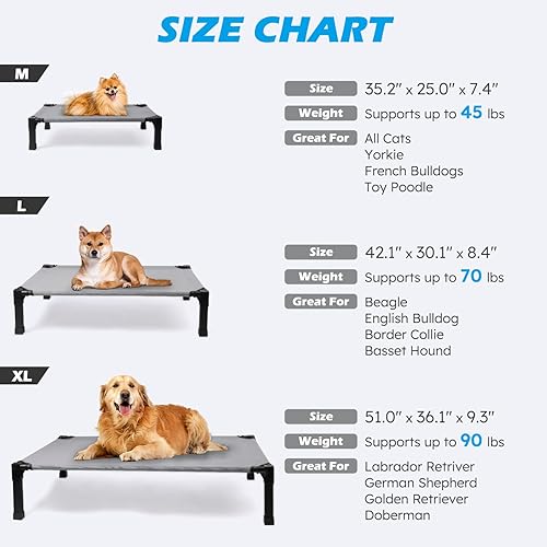Miniatura 2 de Cama elevada refrescante para perro, cama elevada para perro con malla transpirable lavable y marco de metal, cama portátil para perro con patas