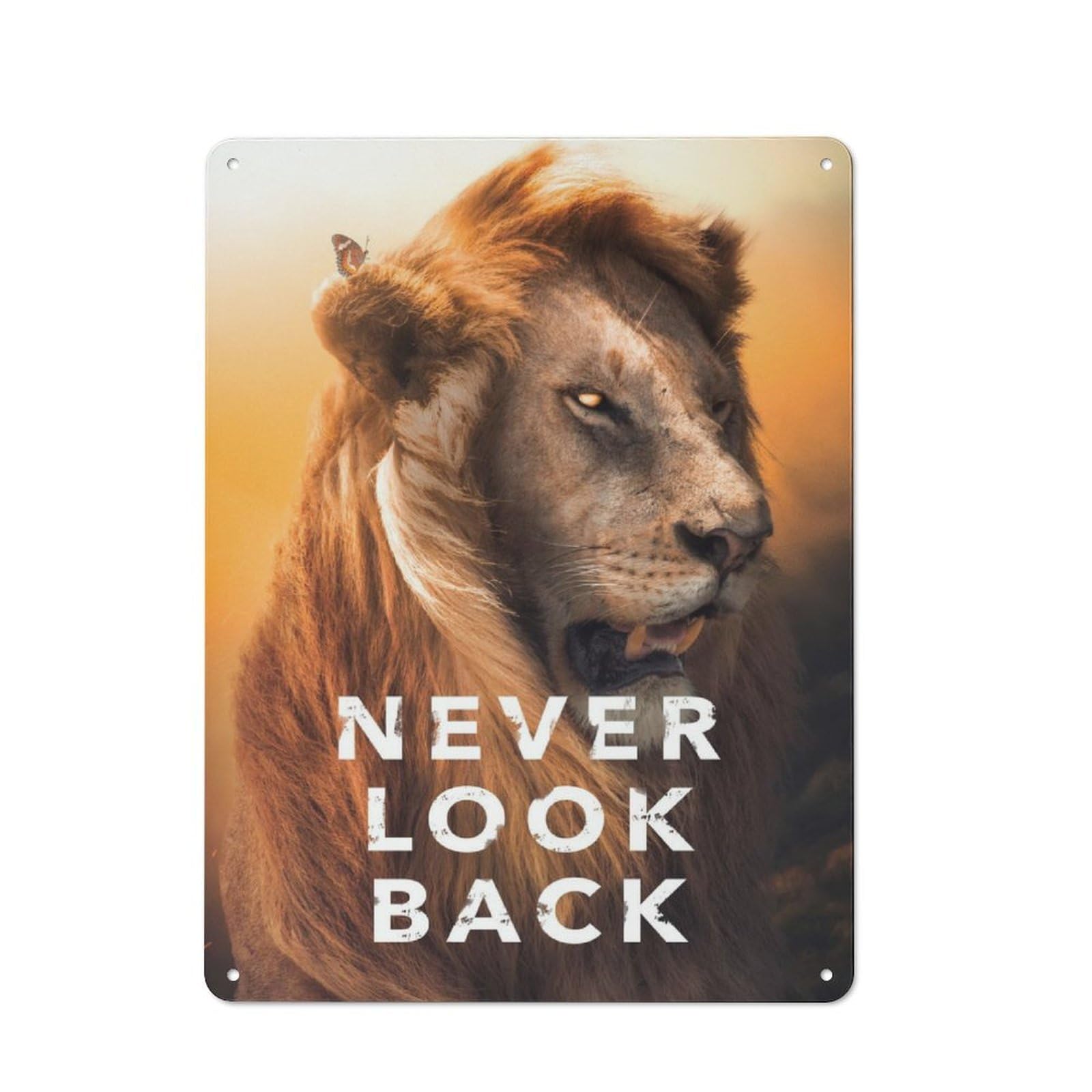 Never Look Back Motivation Industrial-style Metal Sign 40x30cm for Home Bar Wall, Housewarming Wall Decor for People Furnishing Home Bar