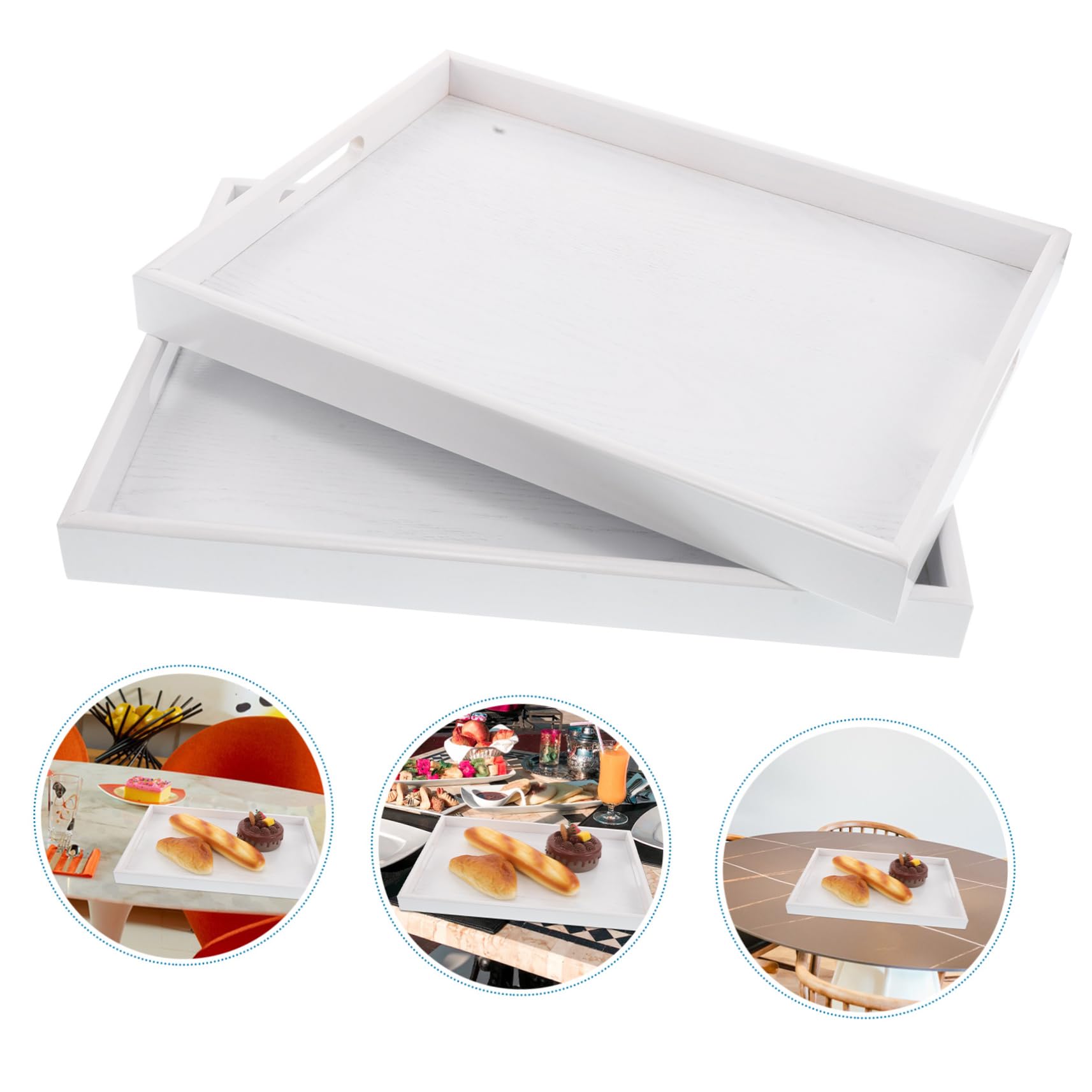 Bandeja Rectangular de Madera de Color Claro Estilo Europeo para Servir