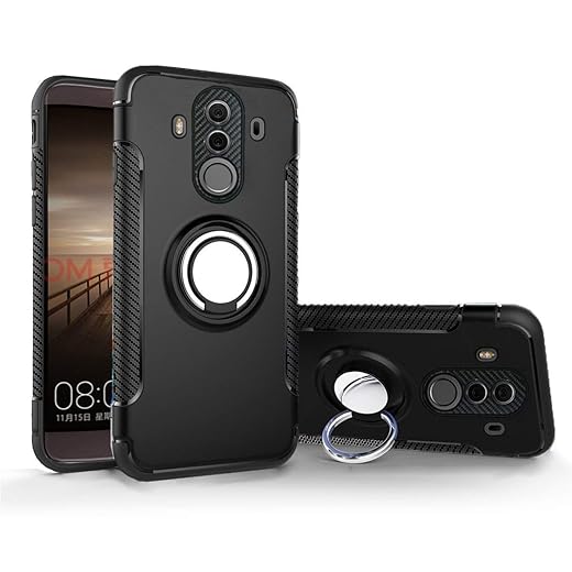 MingWei Mate 10 Pro Case, [with 360 ° Kickstand] Rotating Ring Case [Dual Shockproof] Protection Cover Compatible with [Magnetic Car Mount] for Huawei Mate 10 Pro (Mate 10 Pro, Black)