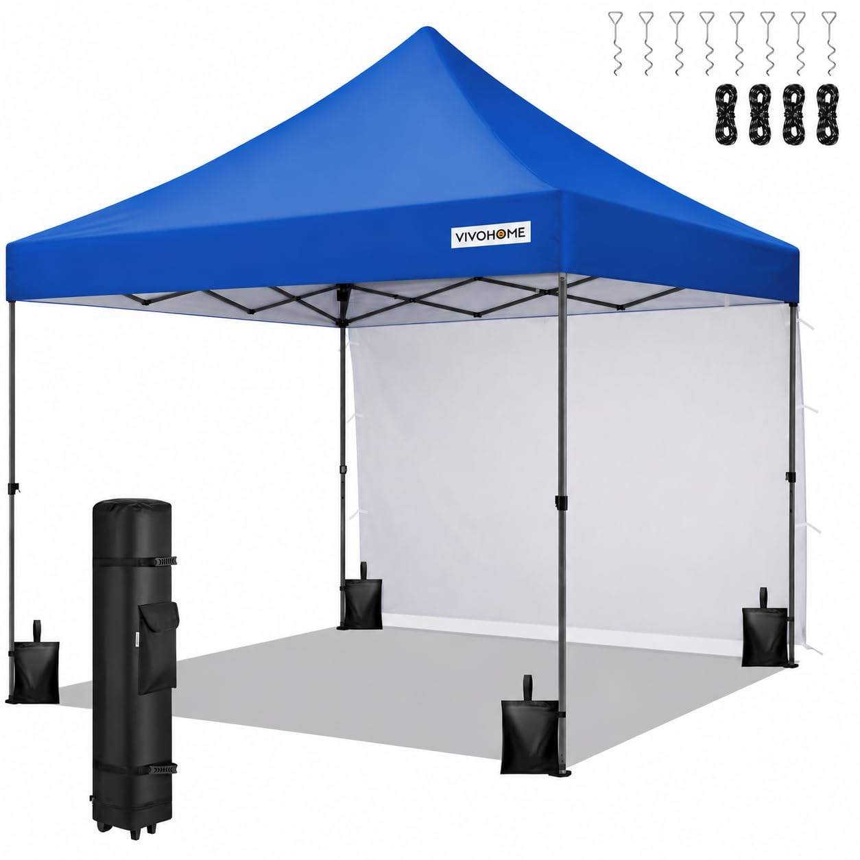 VIVOHOME 3x3m Tonnelle Pliante Extérieur avec Panneau Latéral Oxford 150D | Tente de Jardin Imperméable Structure Acier Réglable Protection UPF 50+, Housse à Roulettes pour Camping Fêtes