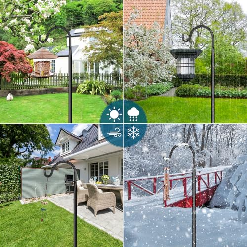 Image of Gtongoko 2 Pack Shepherds Hook 92 Inch New Version, Tall Bird Feeder Pole, Adjustable Shepards Hooks for Outdoor Plant Baskets, Lanterns, Weddings Decor, Solar Lights, Black