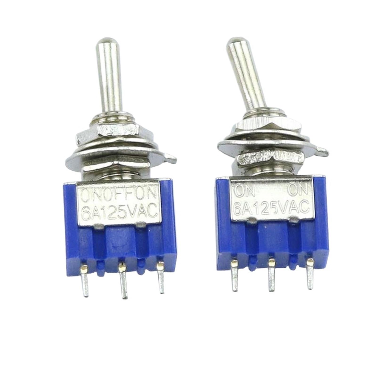 10 sztuk przełączników kołyskowych MTS-103 on/Off/on PDT MTS-102 on//on 3-pinowy 6 A 125 V AC/3 A 250 V AC, mini przełącznik dźwigni, niebieski S(MTS-102)