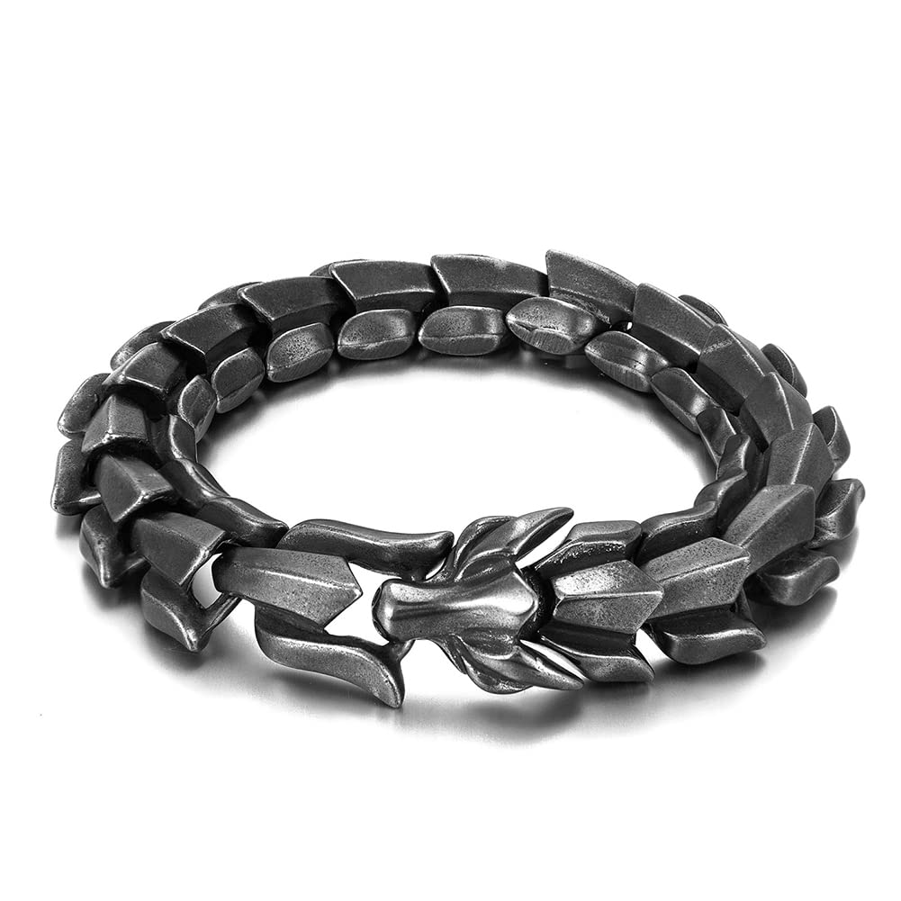 Ouroboros - Jormungandr Viking Bracelet, Men Stainless Steel Heavy