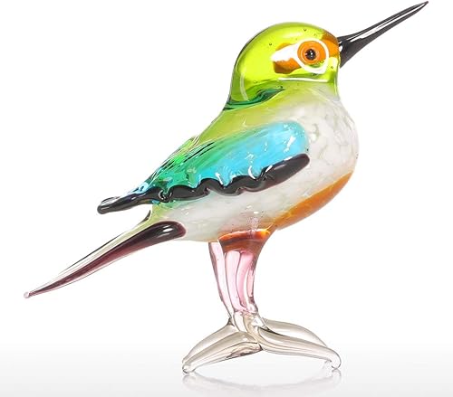 Miniatura 2 de Too-arts - Escultura de cristal con diseño de pájaro pequeño, estatua soplada a mano, multicolor