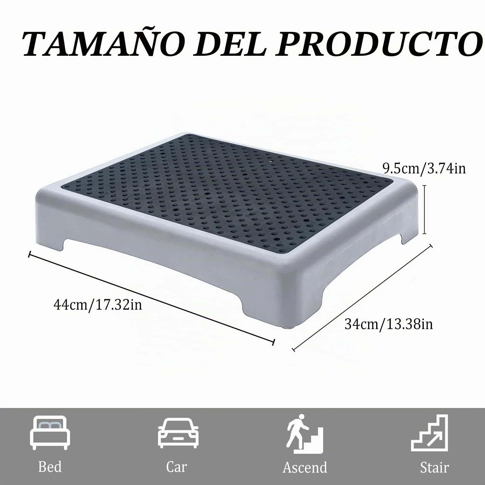 Antideslizante semiescalón, escalón para interiores y exteriores, ayuda a la entrada, taburete para personas mayores, taburete para personas mayores, ducha, bañera, coche, exterior, soporta hasta 220