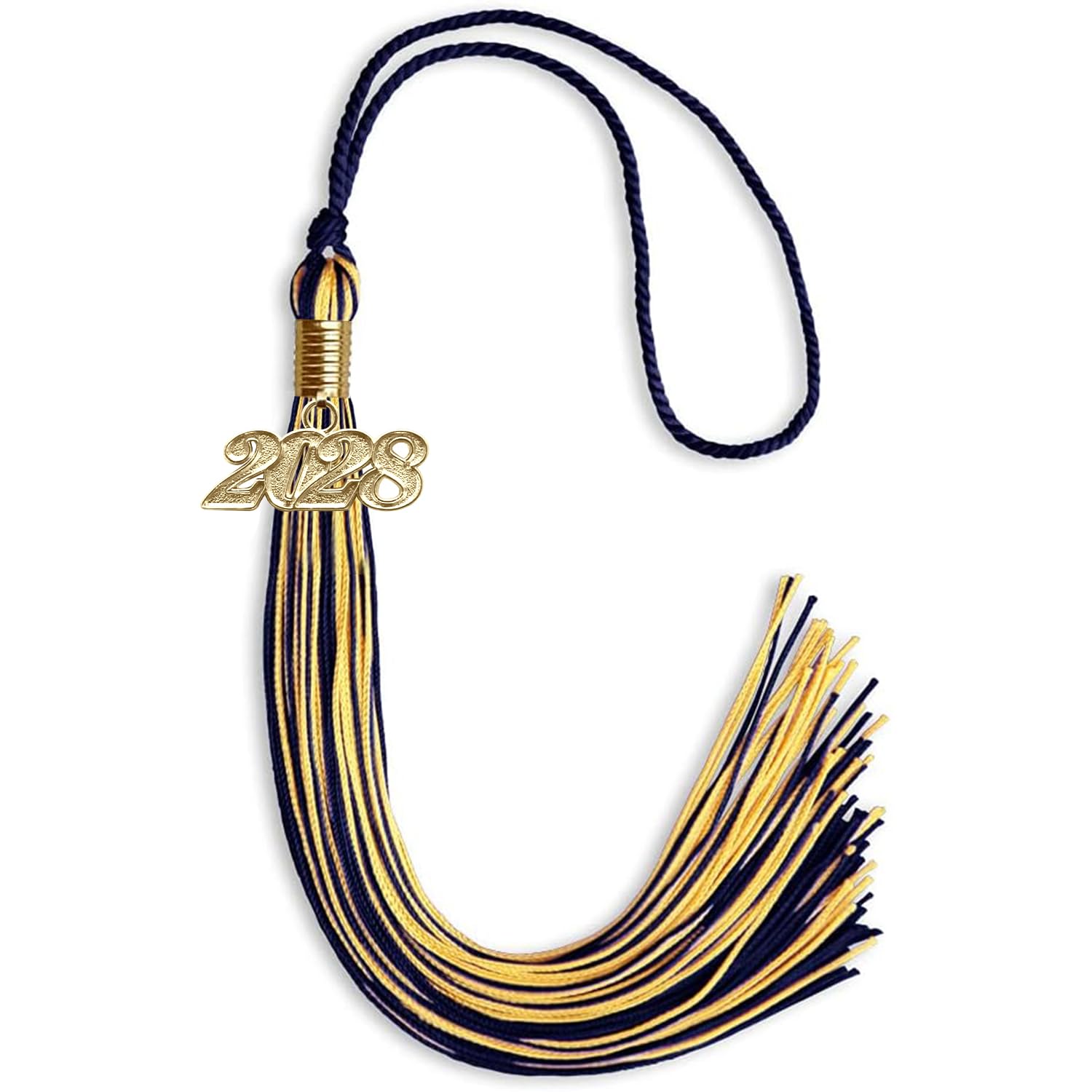 Endea Graduation Mixed Double Color Tassel with Gold Date Drop (Navy Blue/Gold, 2028)