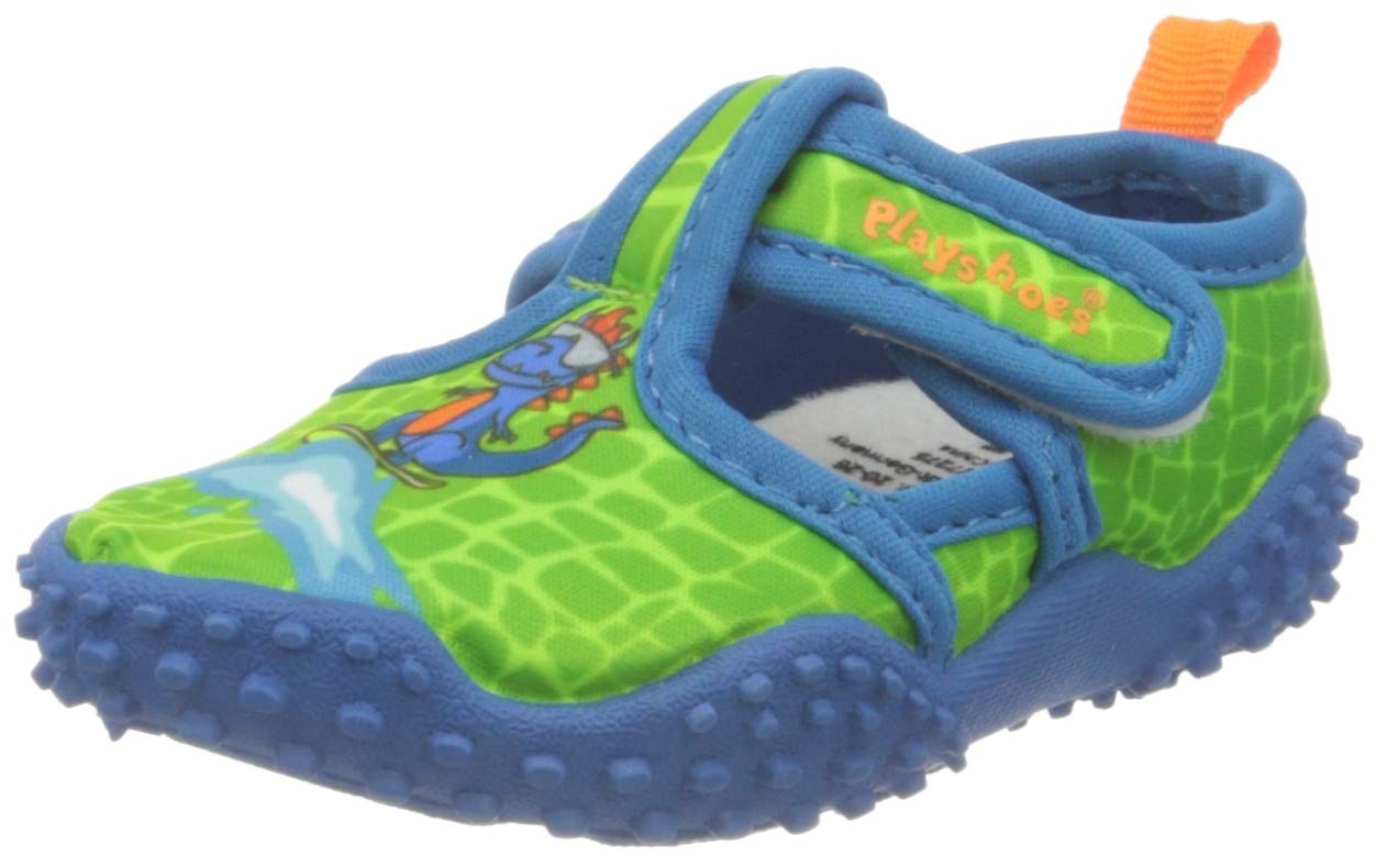 Playshoes Unisex Children's Aqua Shoes, Blue Green Dinosaur, 1.5/2.5 UK Child