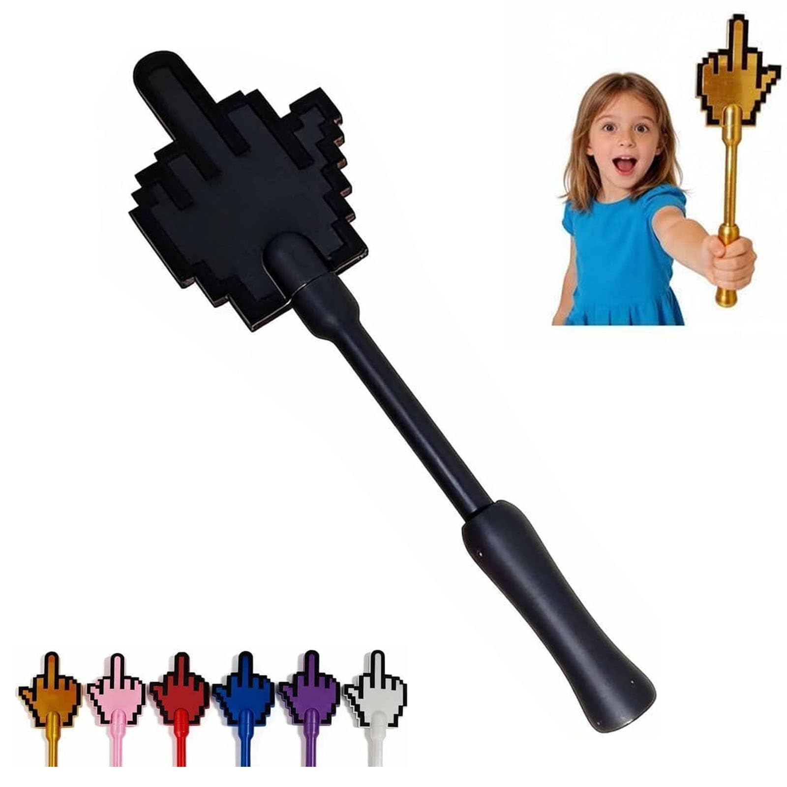 Credit Card Wand - 3D Printed Wand Taps To Pay, Funny Middle Finger Card Holder, Creative NFC Payment Tool with Pixel Design, Easy Checkout, Gag Gift for Friends Coworkers (Black)