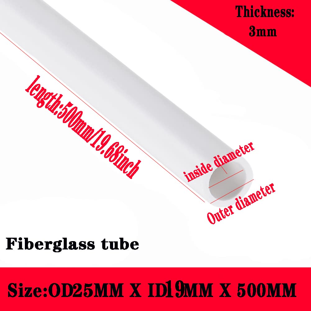 Rury nośne z białego włókna szklanego Premium — 4 szt., długość 500 mm, dostępne w wielu średnicach(25 mmx19 mmx500mm)