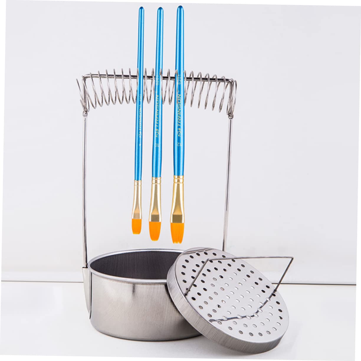 Gogogmee 2 Pcs Brush Washer Painting Brush Cleaner Leak Proof Brush Cleaner Watercolor Brush Cleaner Airtight Brush Cleaner Painters Brush and Tool Washer Brush Washing Bucket Silver