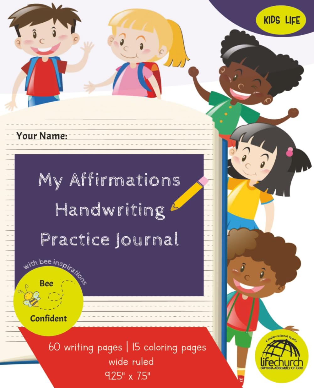 9.25 x 7.5 inch Handwriting Practice Paper Notebook with bee inspirations and coloring sheets for Grades K-3