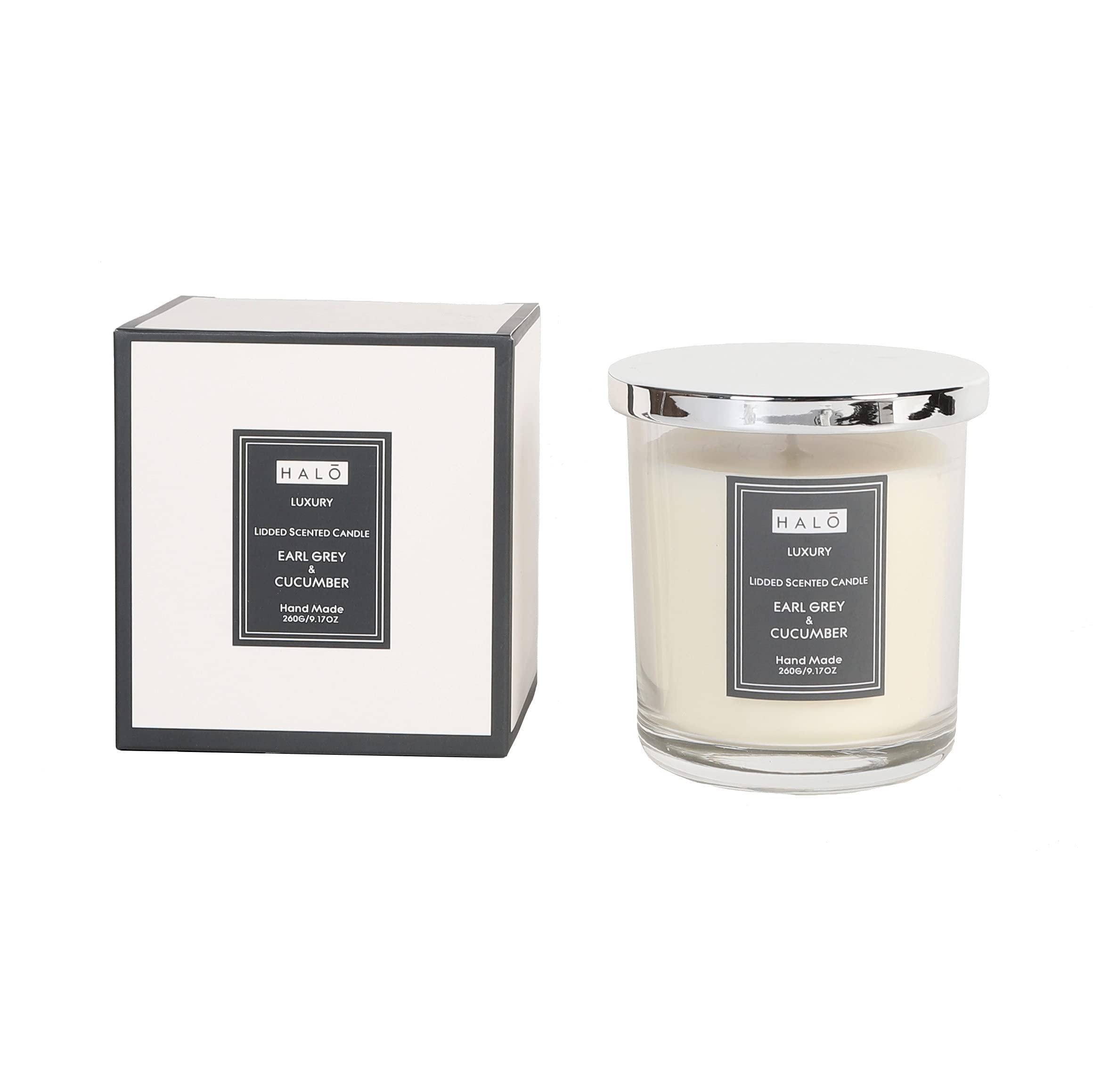 Sleepdown Halo Scented Candle | Earl Grey and Cucumber Medium Jar Candle | Burn Time: Up to 30 Hours 260g,5056242817154