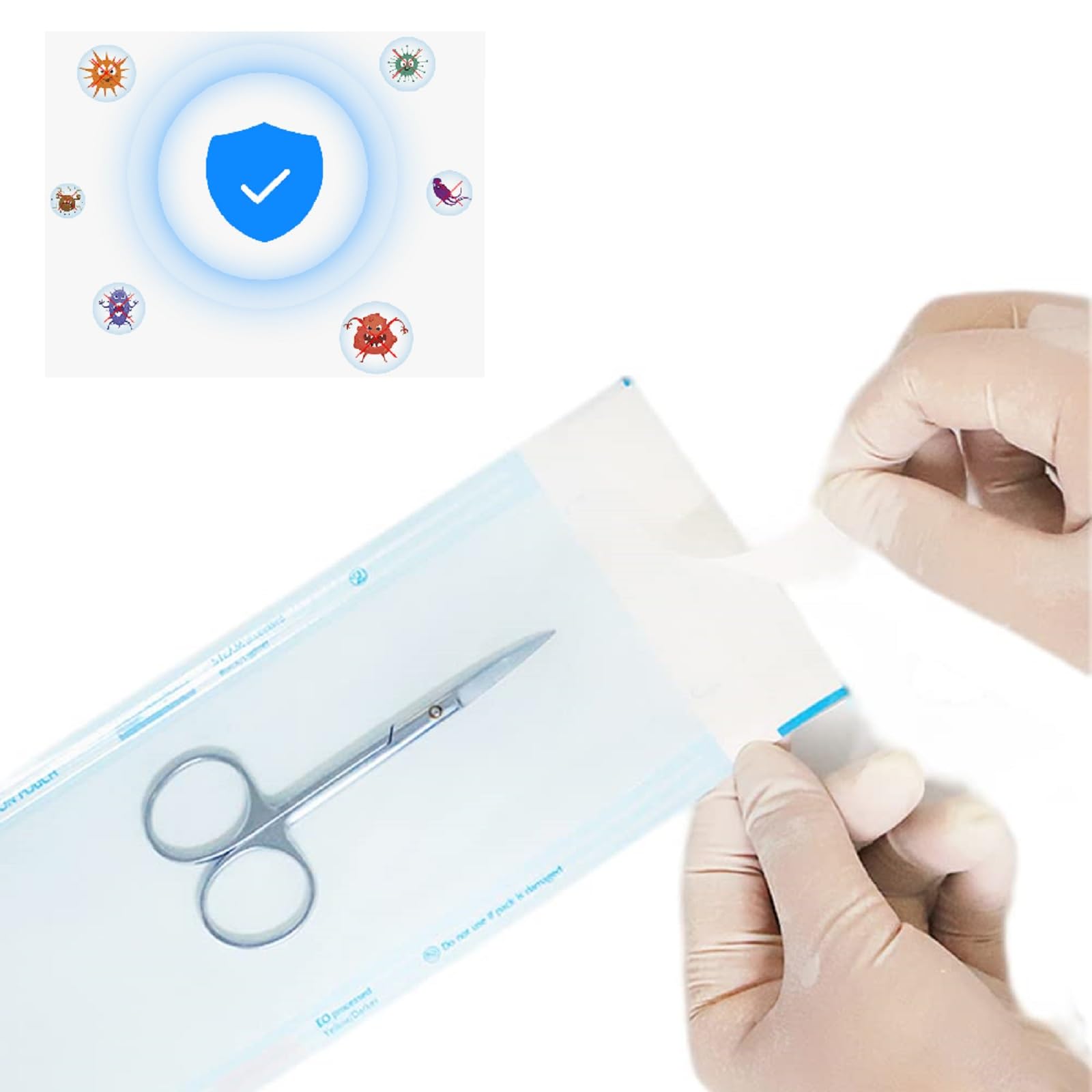 Sacchetto di Sterilizzazione Autosigillante,Sacchetto per la Disinfezione Dell'autoclave,100Pcs Buste Autosigillanti per Sterilizzazione,Sacchetto Per Sterilizzazio per Strumenti di Pulizia(57X130MM)