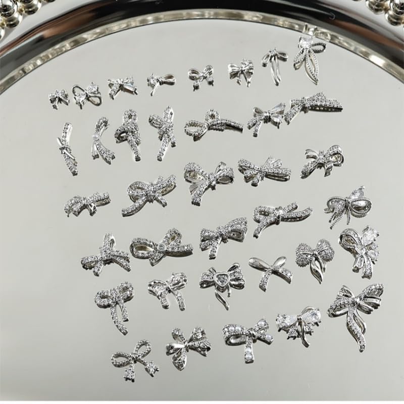 Bow Nail Charms Set 3PCS 10x9mm 3D Zircon Rhinestone Nail Art Decorations Cute Luxury Nail Accessories Kit