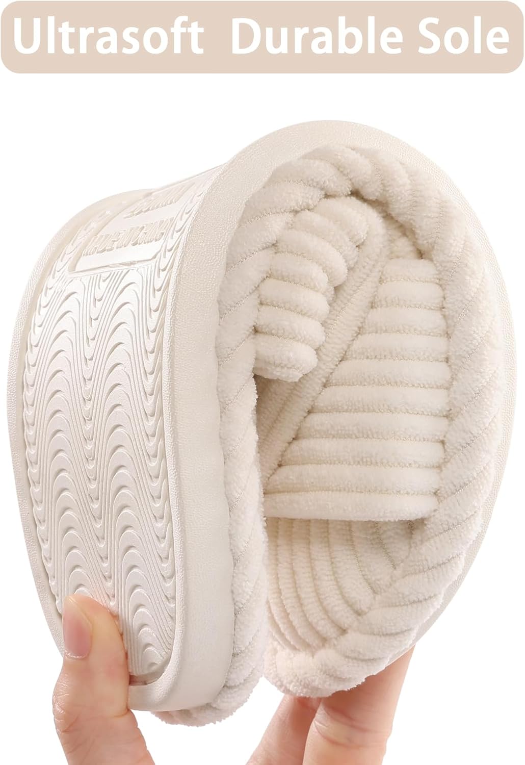 Evshine House Slippers for Women Memory Foam Bedroom Slippers Corduroy Open Toe Slides Shoes Indoor and Outdoor - Image 6
