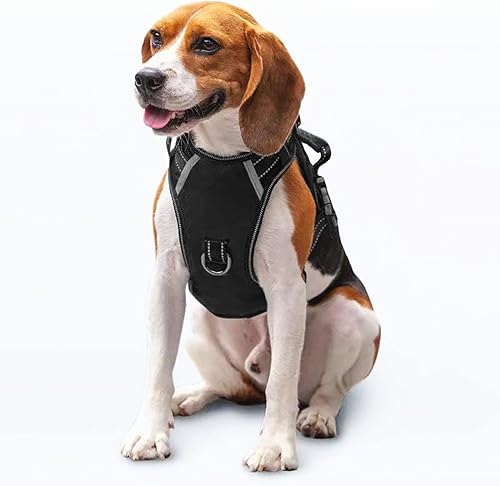 Puwihoe Arnés para perro sin tirones, arnés reflectante para pasear para perro con asa de fácil control y clips delanteros y traseros, arnés de Puwihoe Arnés para perro sin tirones, arnés reflectante para pasear para perro con asa de fácil control y clips delanteros y traseros, arnés de