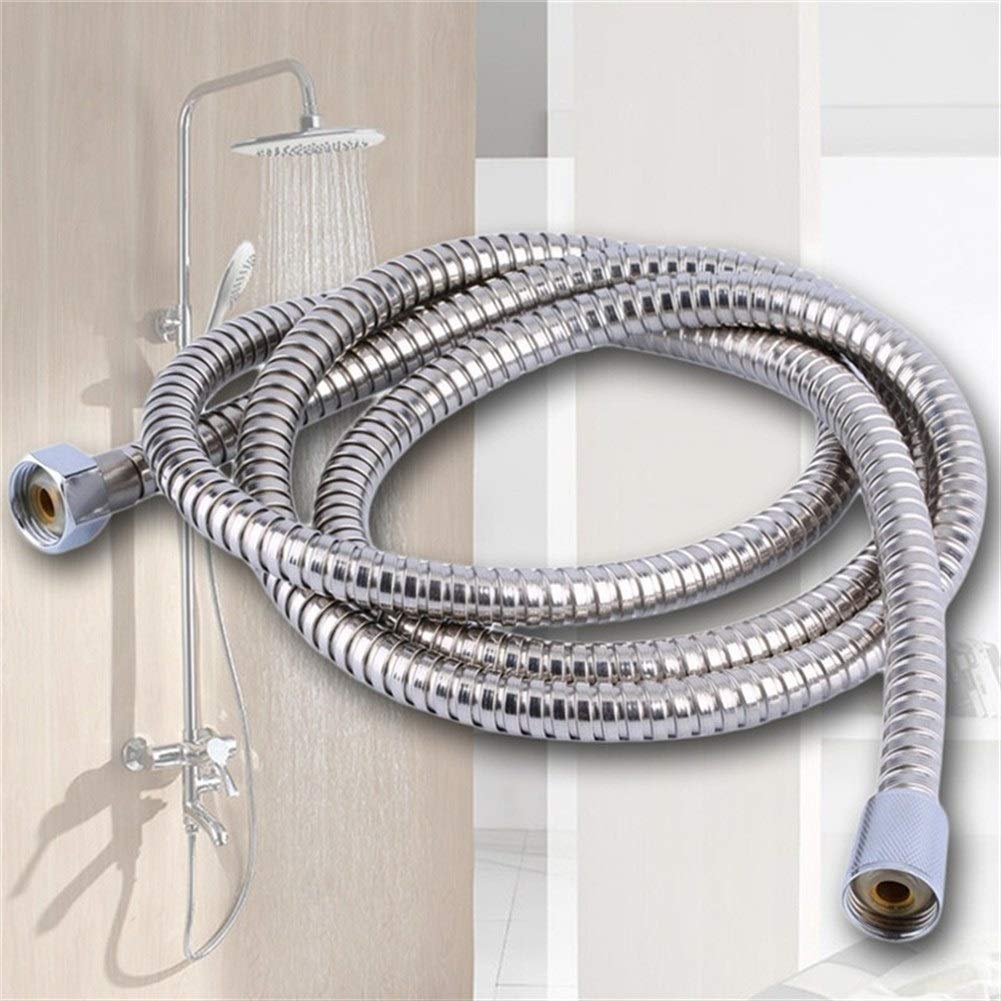 Shower Hose, Stainless Steel Universal Replacement Hose,Shower 1.2m Bathroom Water Pipe Silver Color Common Pumbing Hoses(Silver,1.5M)