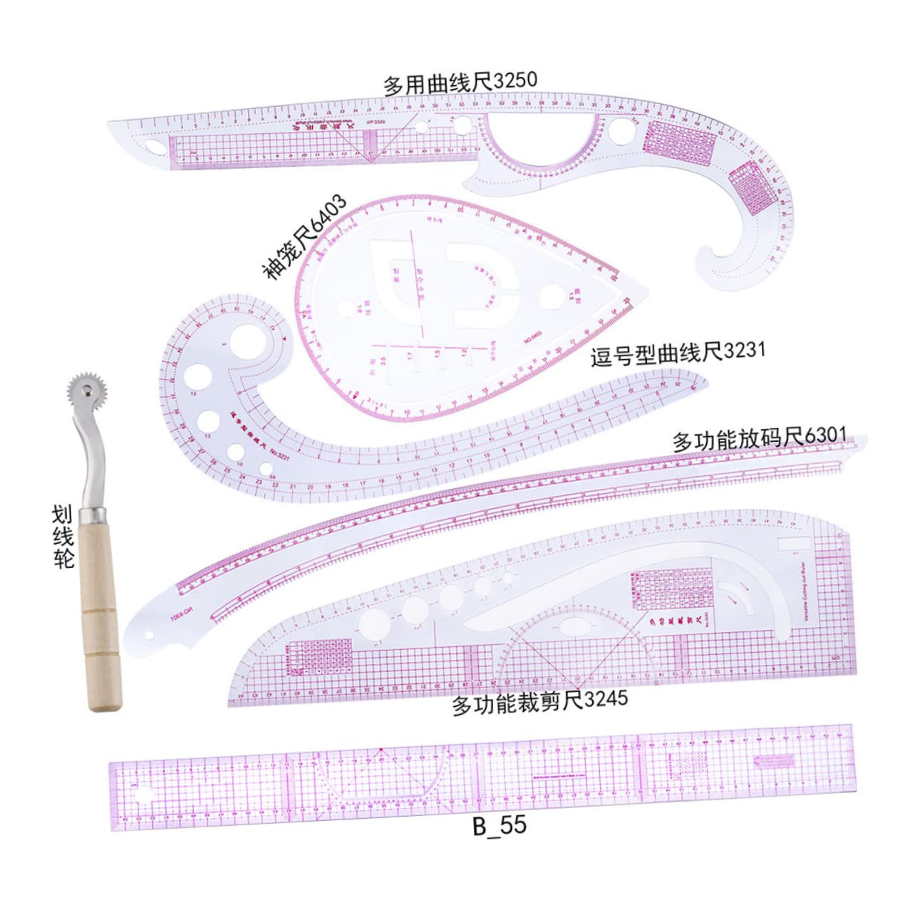 LIFKOME Reglas de para Confección con Curvas para Manga Bolsillo y Cuello Precisión Alta Flexibles y Duraderas Herramientas para Diseño y Corte de Ropa
