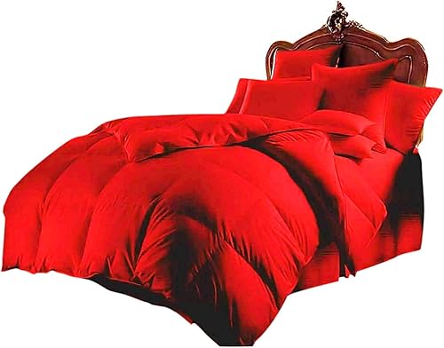 Priya Bedding Juego de edredón California Queen de 3 piezas serie 1000 algodón color rojo 500 GSM edredón 2 fundas de almohada edredón para cama
