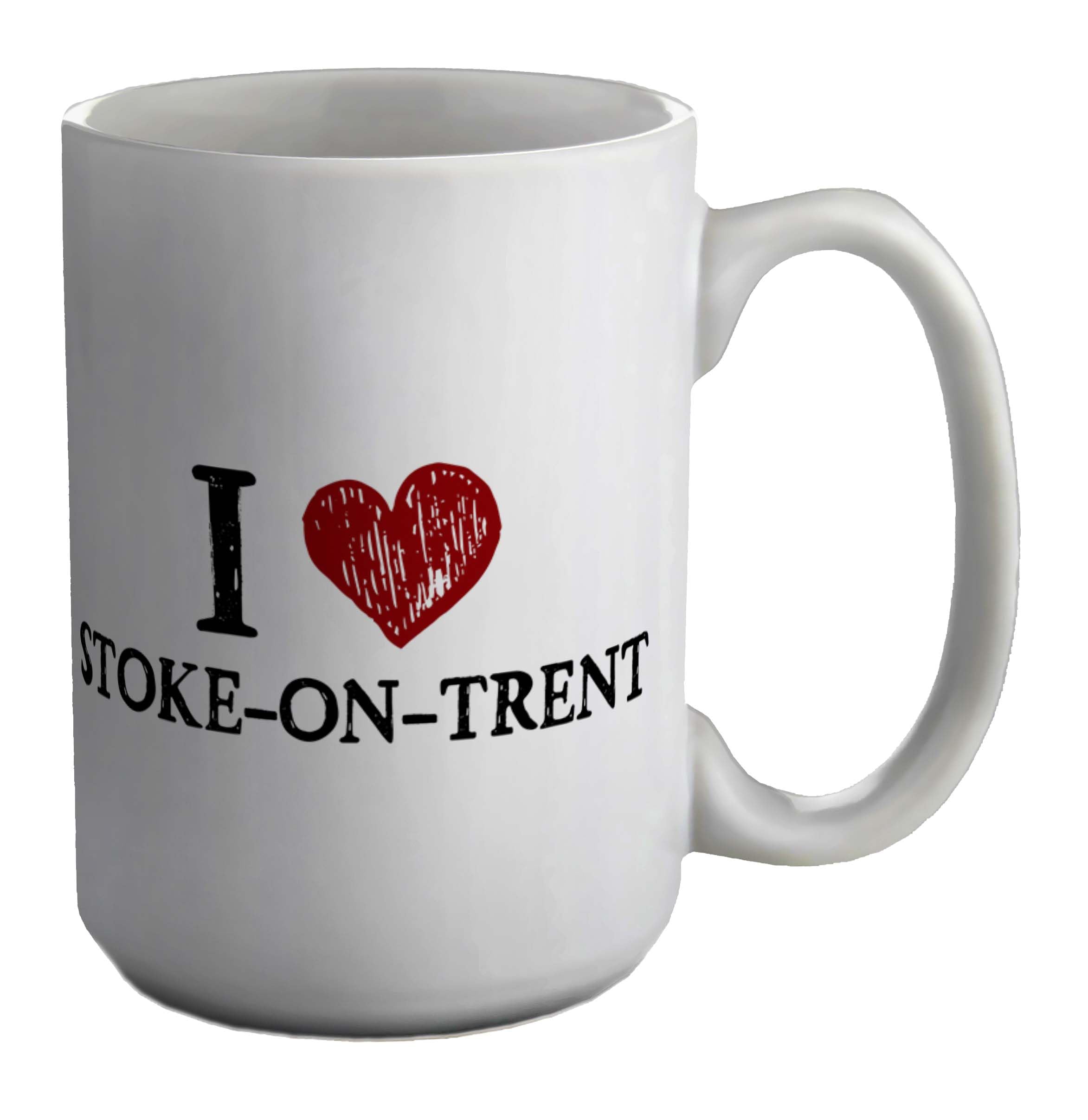 Shopagift I Love Stoke-on-Trent Mug Fine Ceramics Pottery White 15oz Large Ceramic Cup