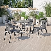 Black Metal Table Emma Oliver Square Tempered Glass