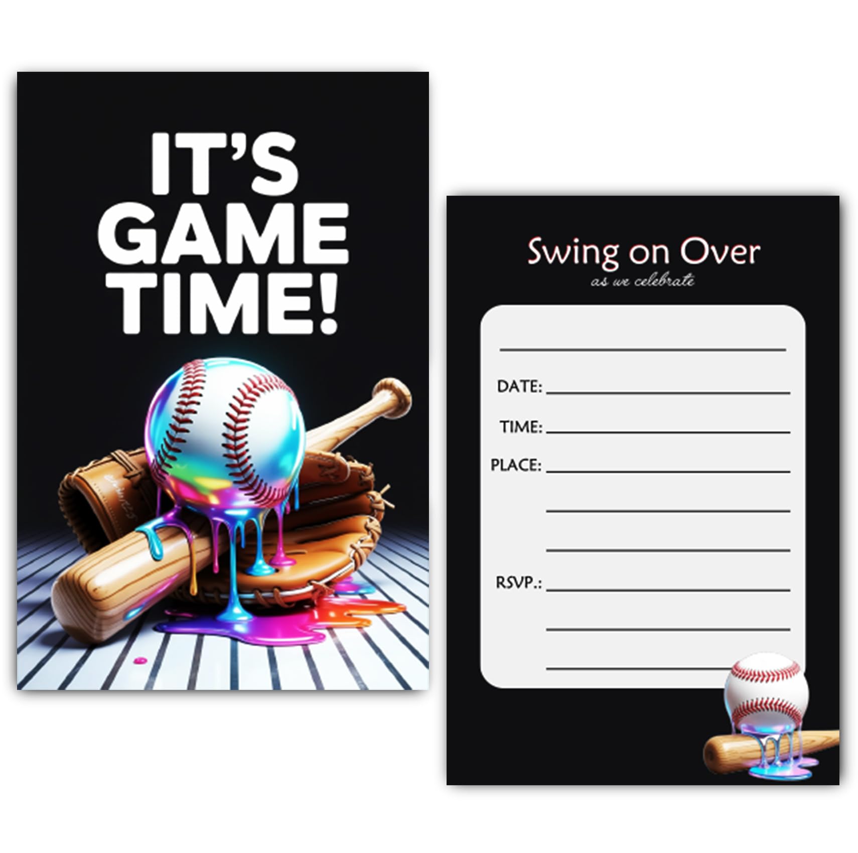 Baseball Party Invitation for Boys, 30 Cards With 30 Envelopes