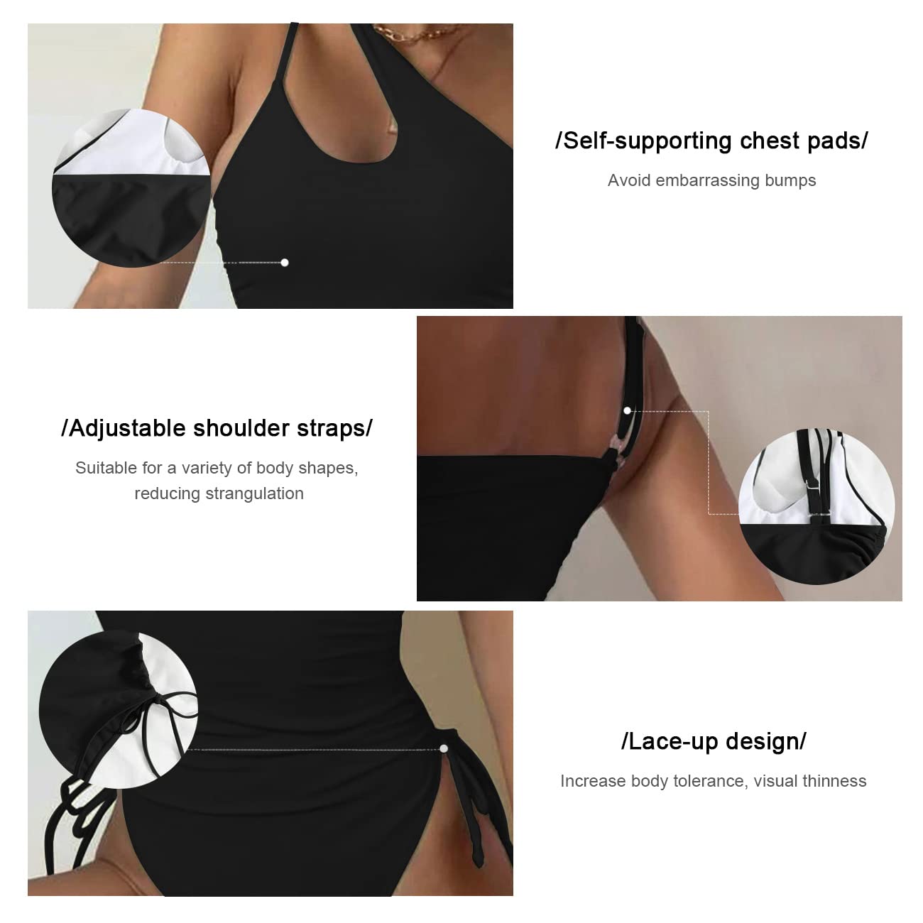 Costume Intero Donna Sexy Coulisse Monospalla Cut-out Costume da Bagno Controllo Addominale Bikini Push Up Imbottito Reggiseno Curvy Beachwear Swimwear Swimsuit