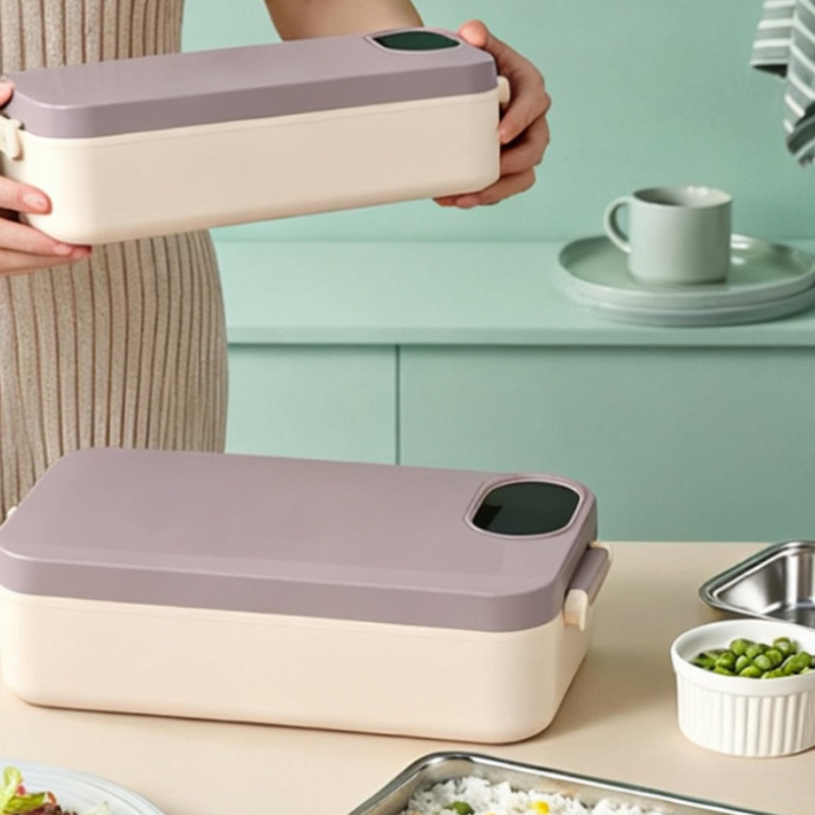 Scatola Pranzo Riscaldata per Uomini Scaldavivande Portatile Ricaricabile | Scatola Pranzo Riscaldata Senza Fili con Contenitore Acciaio Inossidabile Per Ufficio Viaggio Scuola e Famiglia