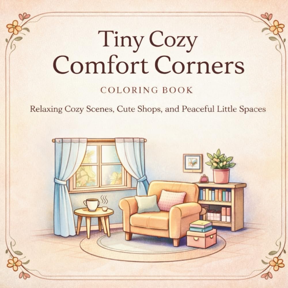 Tiny Cozy Comfort Corners Coloring Book: Relaxing Cozy Scenes, Cute Shops, and Peaceful Little Spaces| 50+ Cozy Corners | For All Ages |