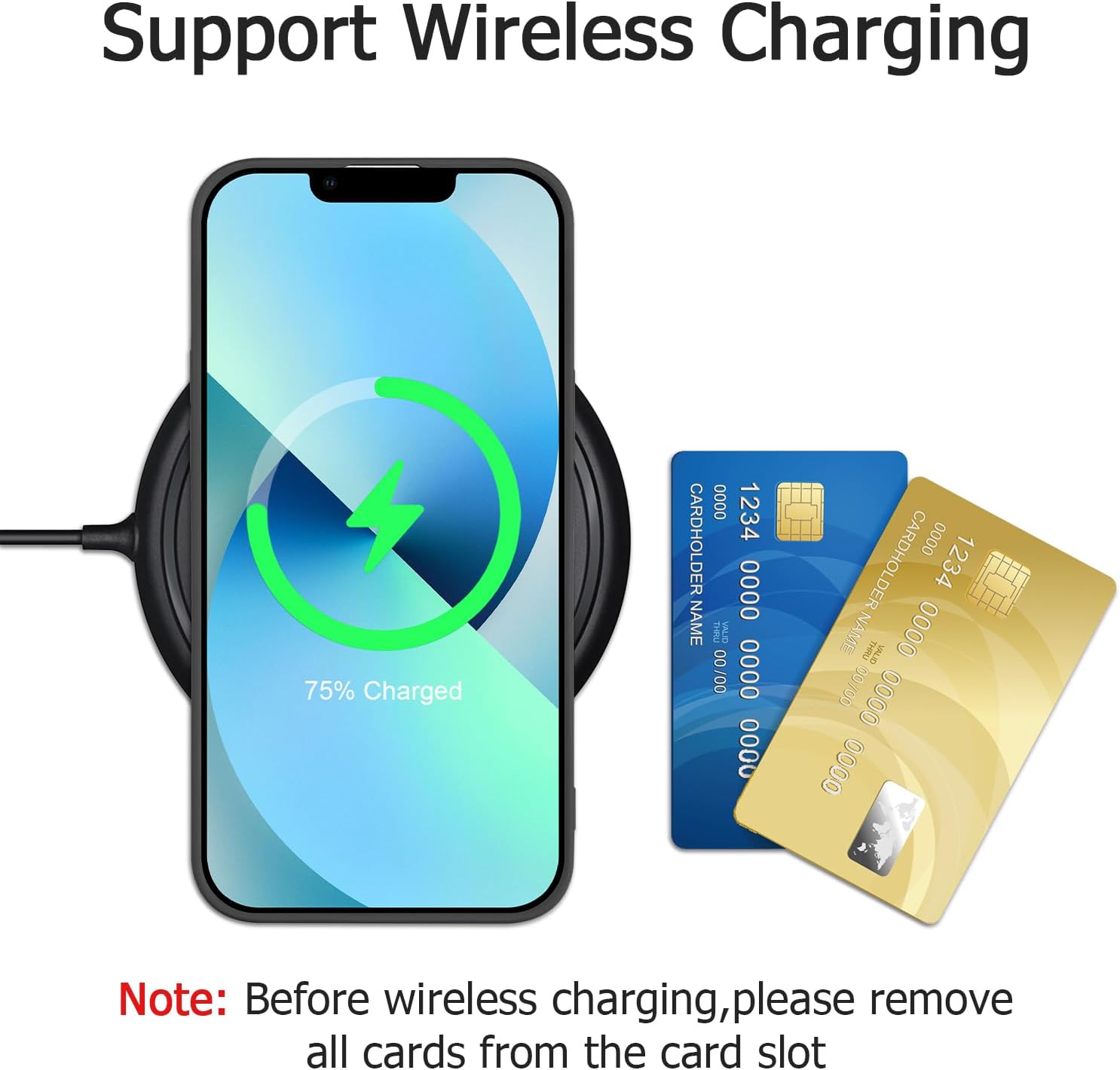 Design for iPhone 13 Case with Card Holder for Women Men Soft Liquid Silicone Cover [Microfiber Lining] Full Camera Protection Shockproof Slim for iPhone 13 Case Wallet Black - Image 6