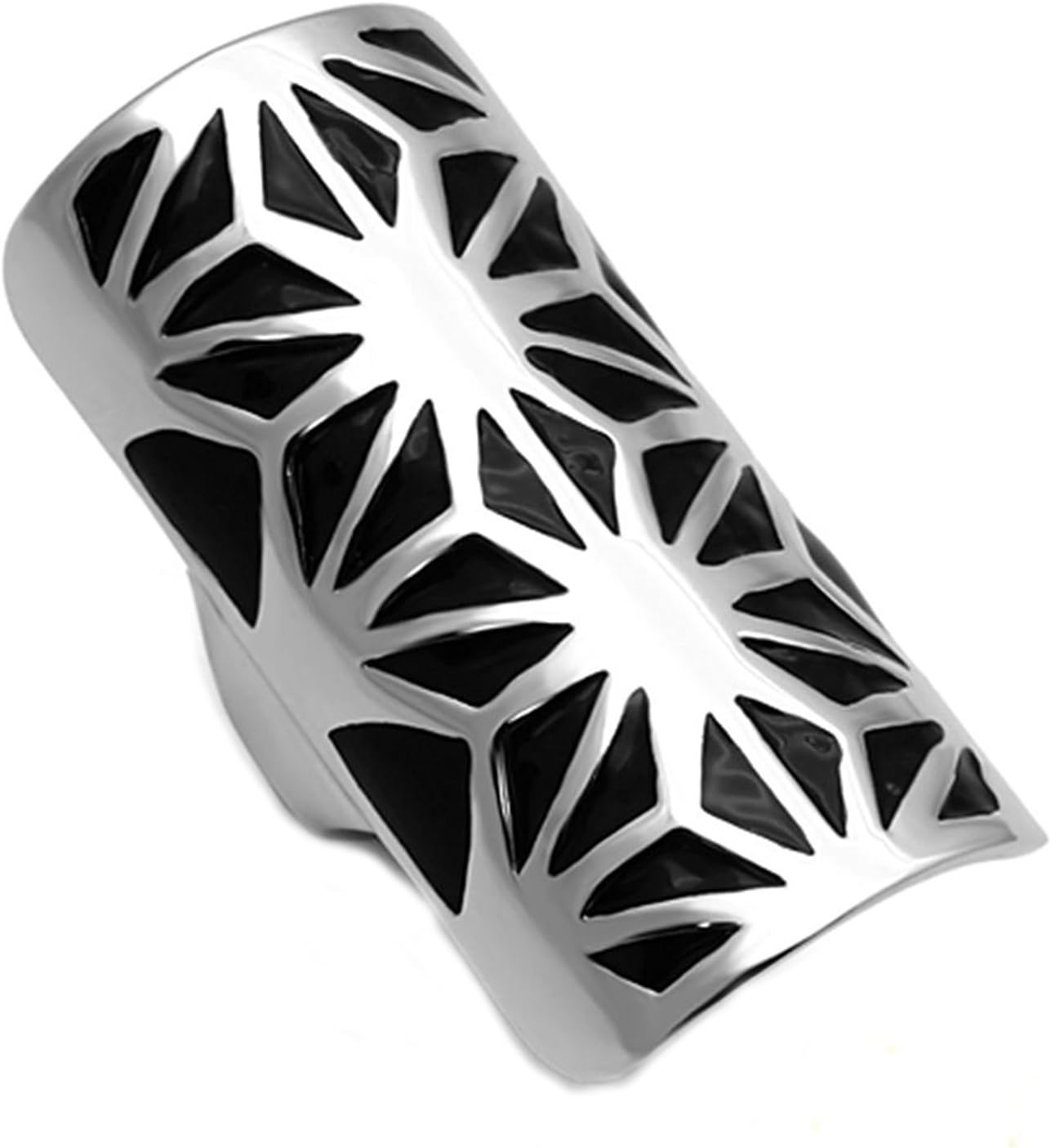 Black Epoxy and Stainless Steel Rectangular Fashion Ring TK918 Womens Size 6